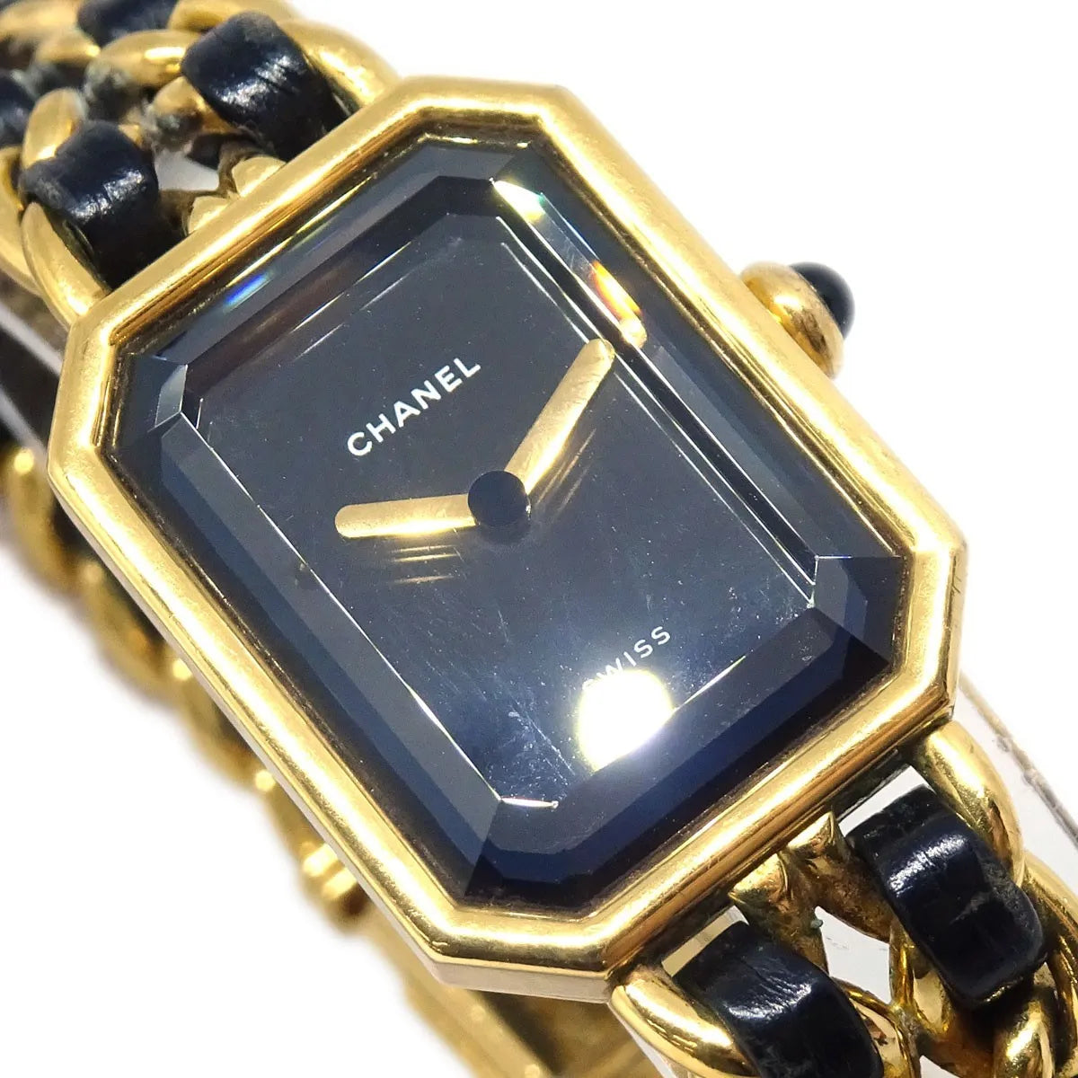 Chanel Premiere Rock Quartz Plated Metal And Leather Watch (Pre-Owned)