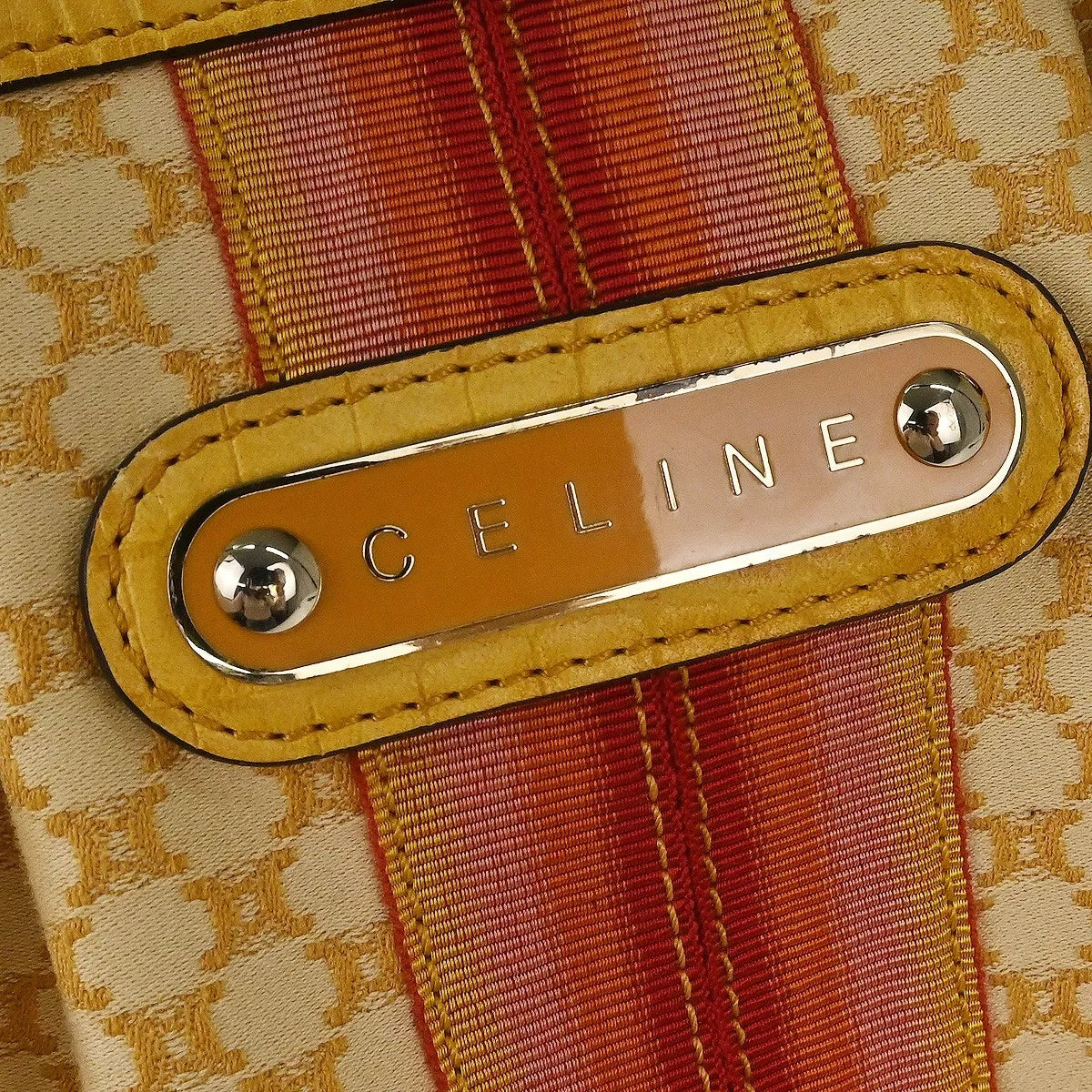 Celine Handbag Canvas Yellow Canvas Handbag (Pre-Owned)