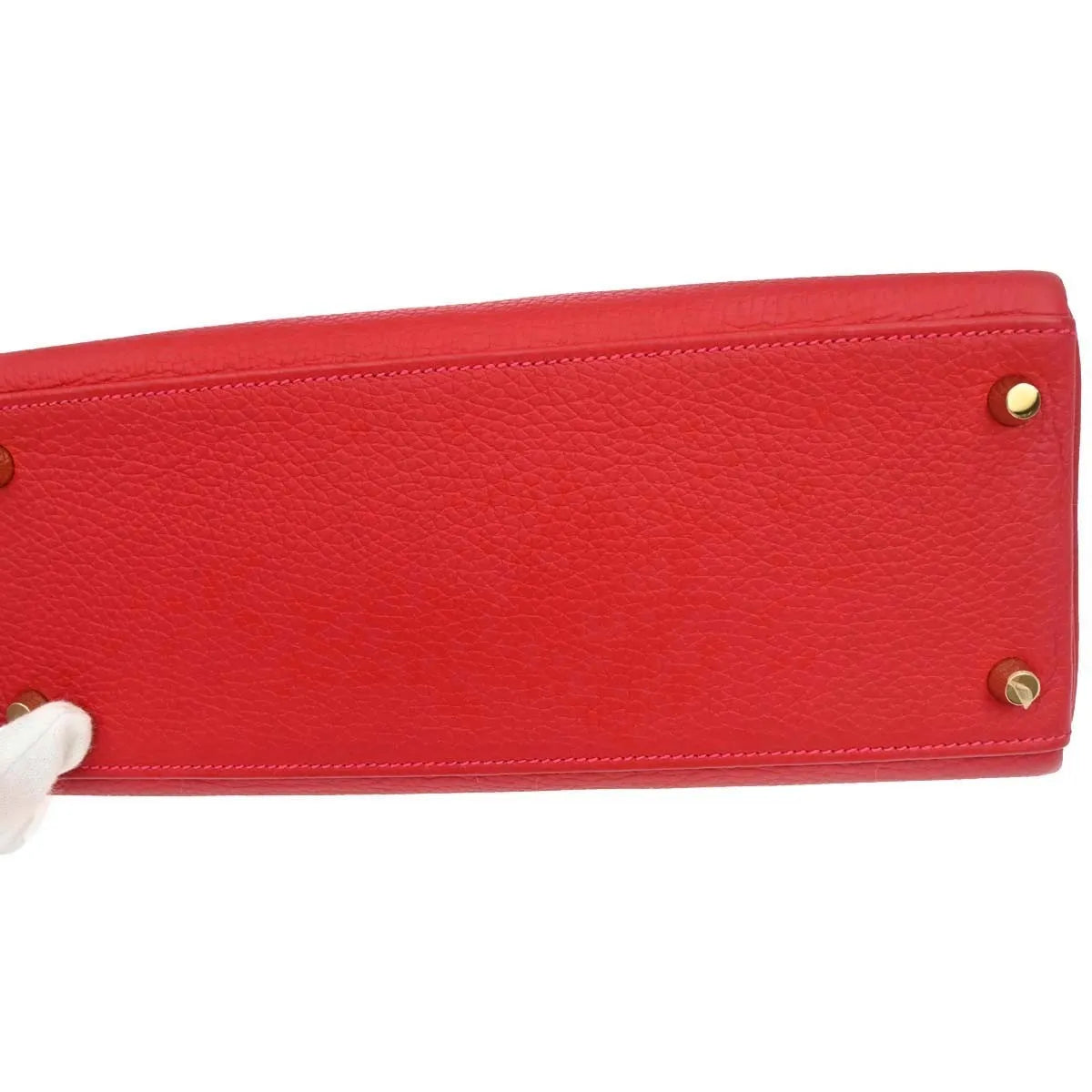 Hermes Kelly Retourne Clémence Taurillon Red Calfskin Handbag (Pre-Owned)