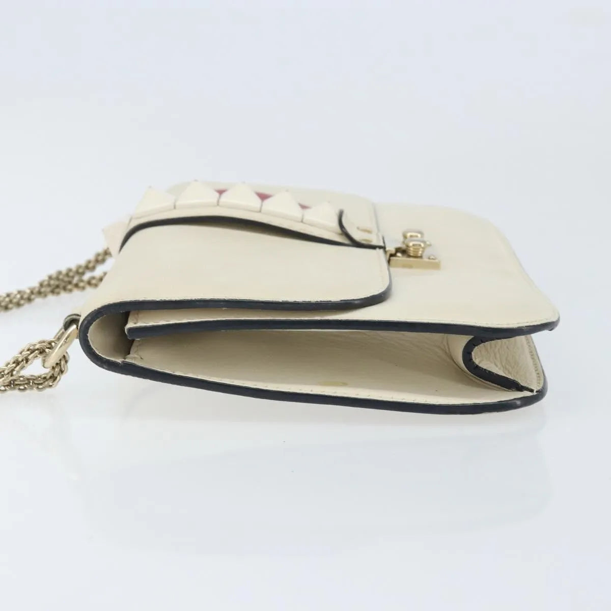 Valentino Garavani Glam Lock Leather White Leather Shoulder Bag Bag (Pre-Owned)
