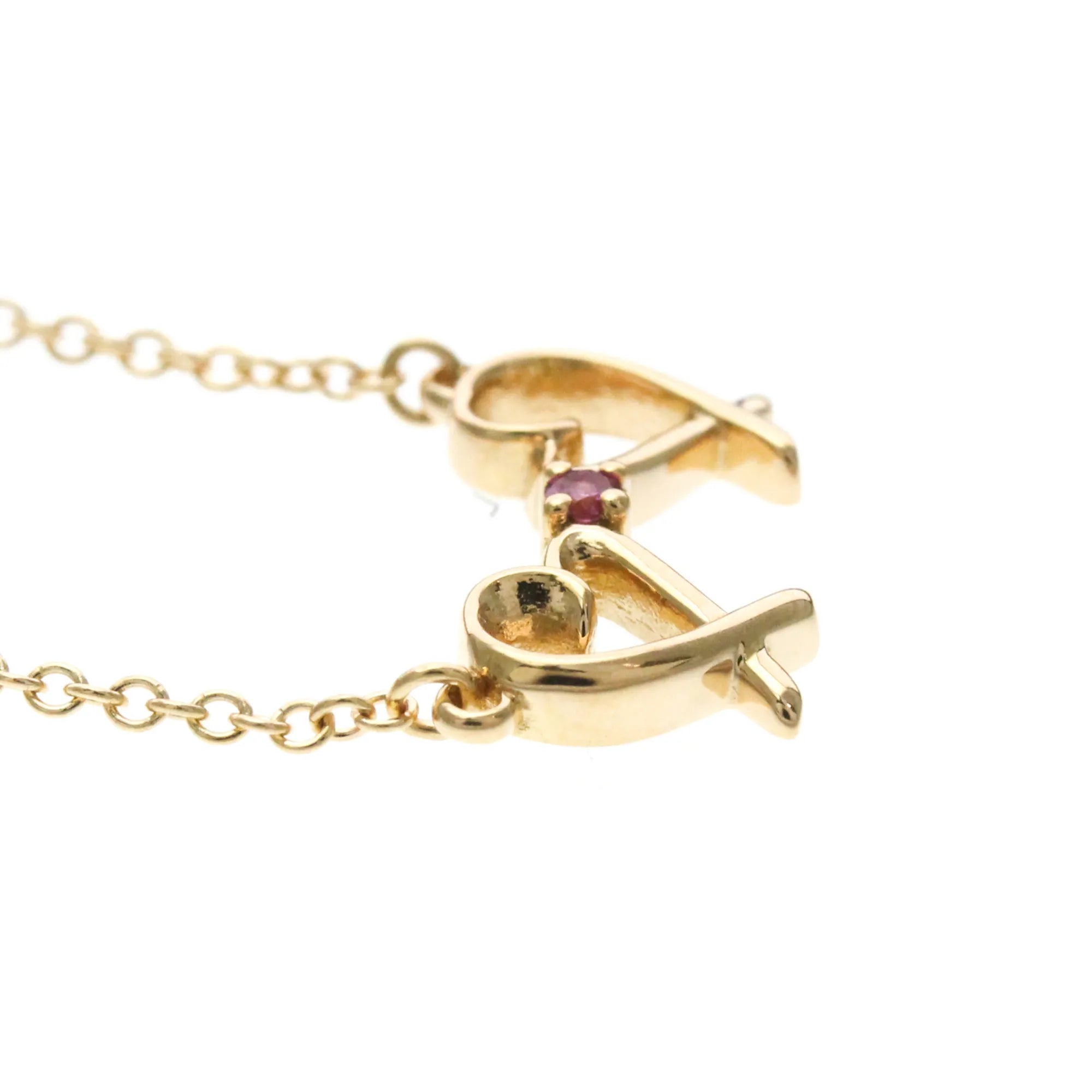 Tiffany & Co. Double Loving Heart Pendant 18K Rose Gold With Pink Sapphire Gold Pink_Gold Necklace Jewelry (Pre-Owned)