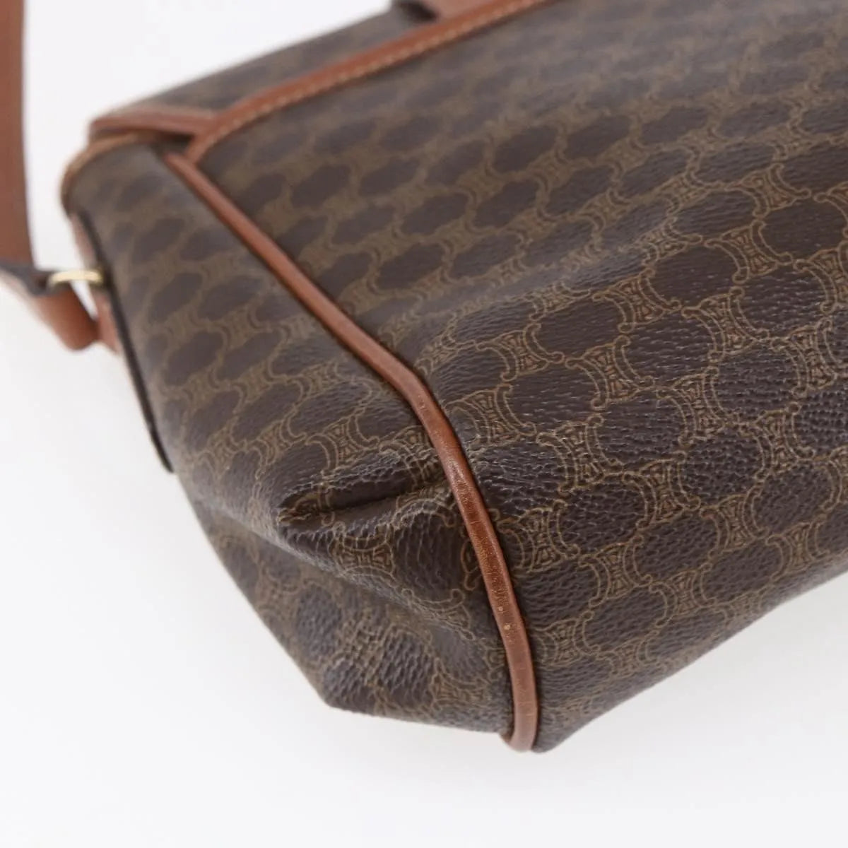 Celine Vintage Macadam Canvas And Leather Brown Canvas Shoulder Bag Bag (Pre-Owned)