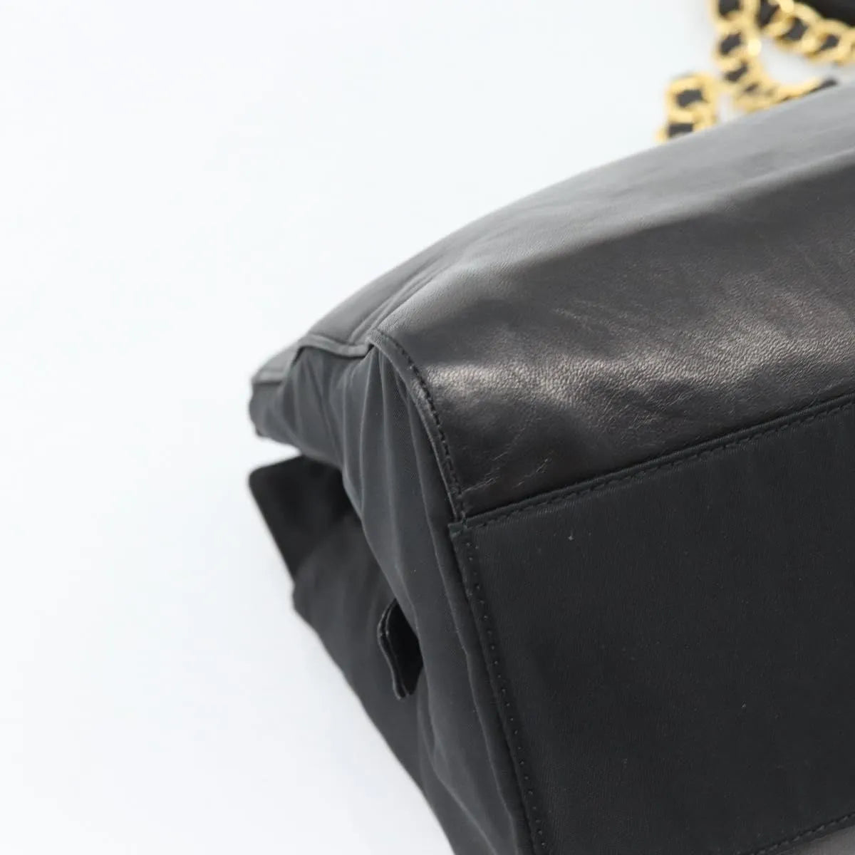 Prada Vintage Nappa Chain Tote Leather Black Leather Shoulder Bag Bag (Pre-Owned)