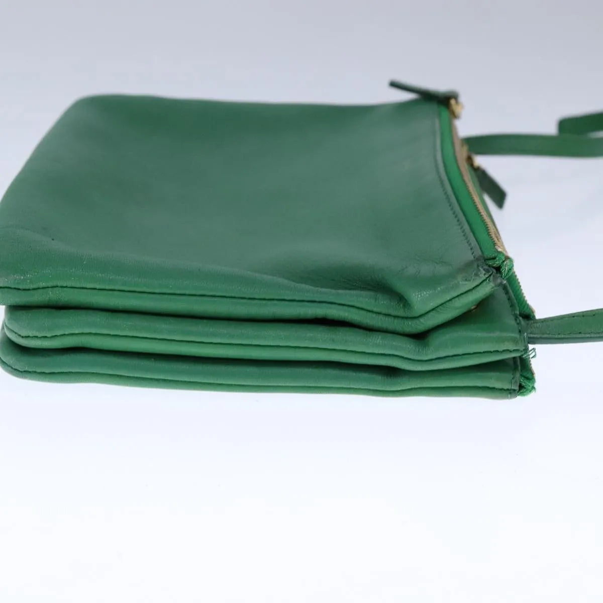 Celine Trio Leather Green Leather Shoulder Bag Bag (Pre-Owned)
