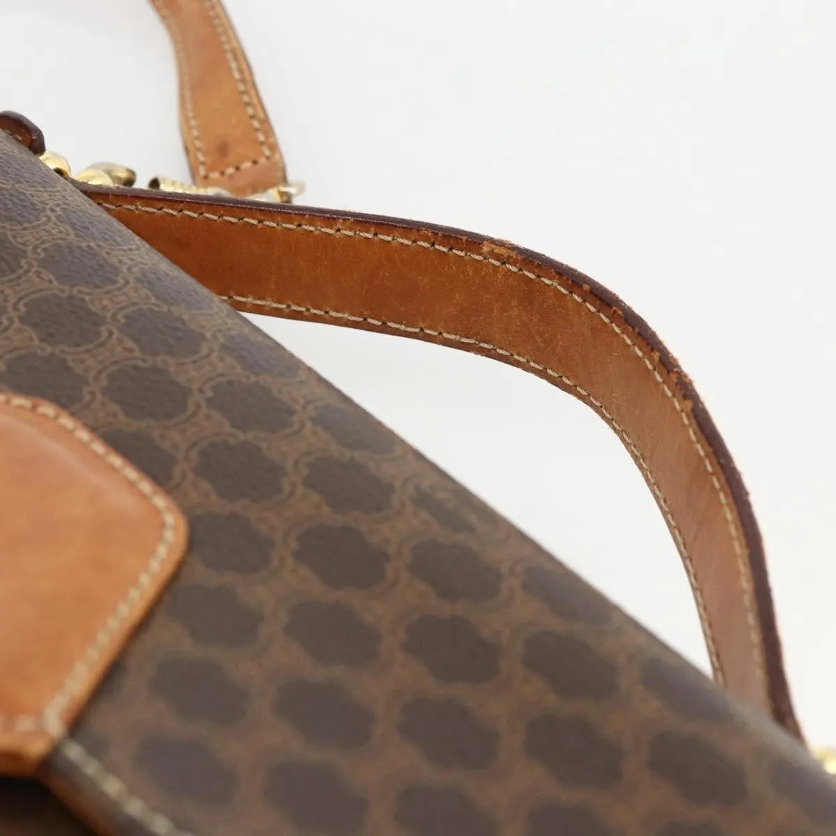 Celine Vintage Macadam Canvas And Leather Brown Canvas Handbag (Pre-Owned)