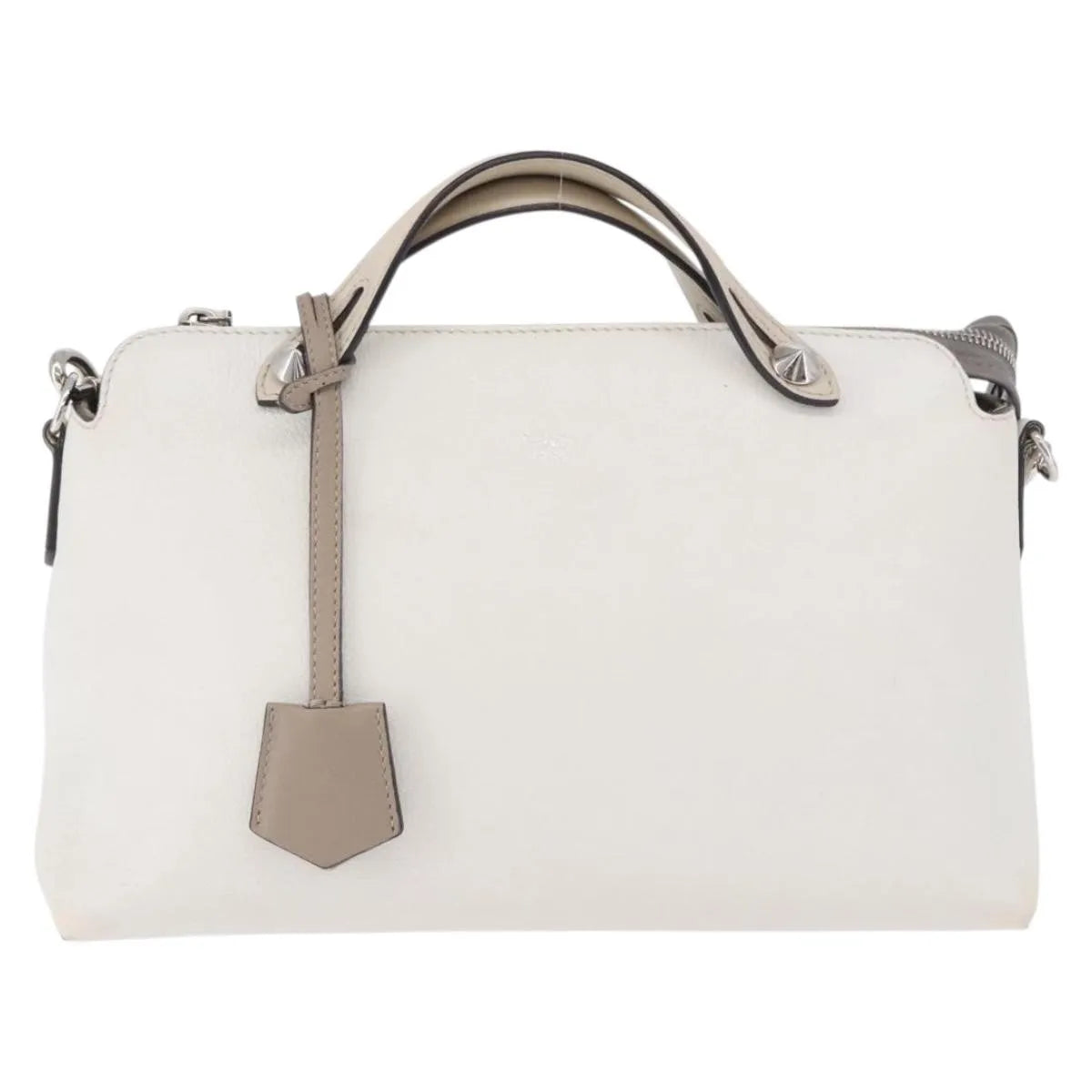 Fendi By The Way Satchel M White Leather Crossbody Bag Bag (Pre-Owned)