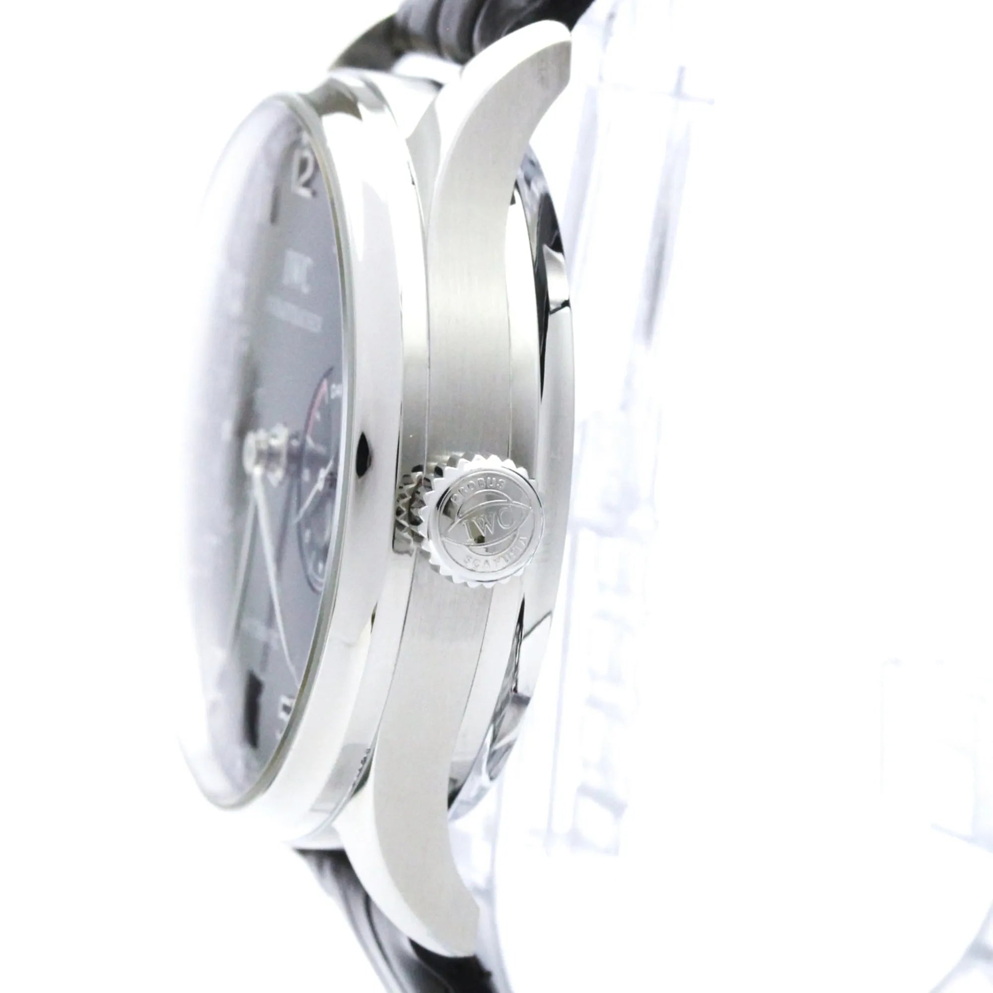Iwc Schaffhausen Portugieser Chronograph Automatic Stainless Steel And Leather Watch (Pre-Owned)