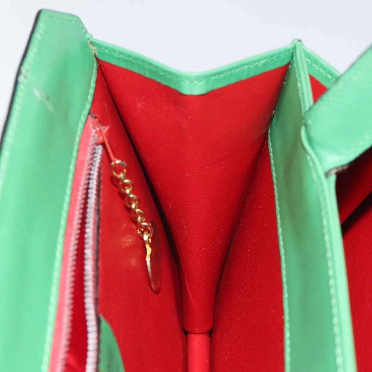Celine Vintage Leather Green Leather Handbag (Pre-Owned)