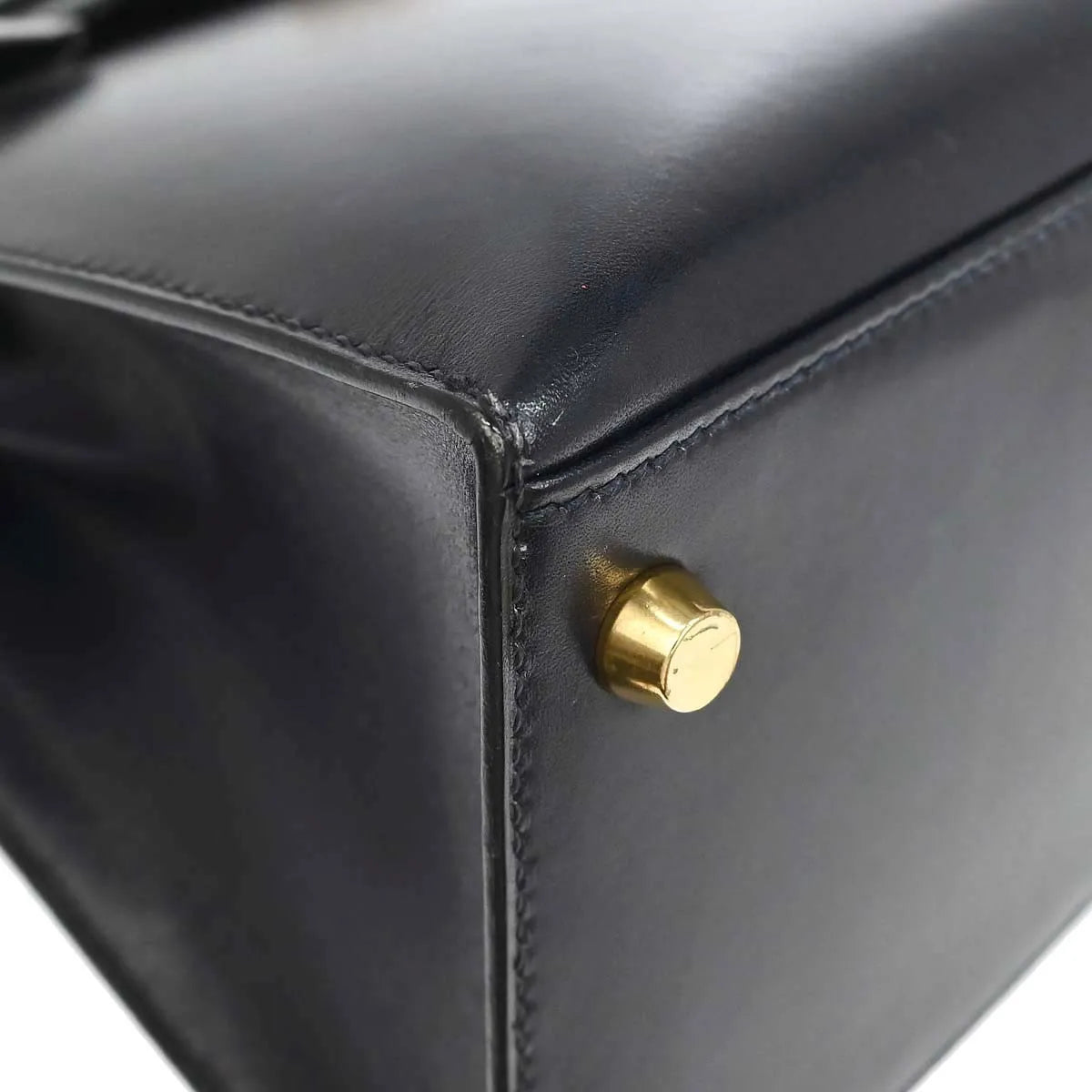 Hermes Kelly Sellier Box Calf Blue Calfskin Handbag (Pre-Owned)
