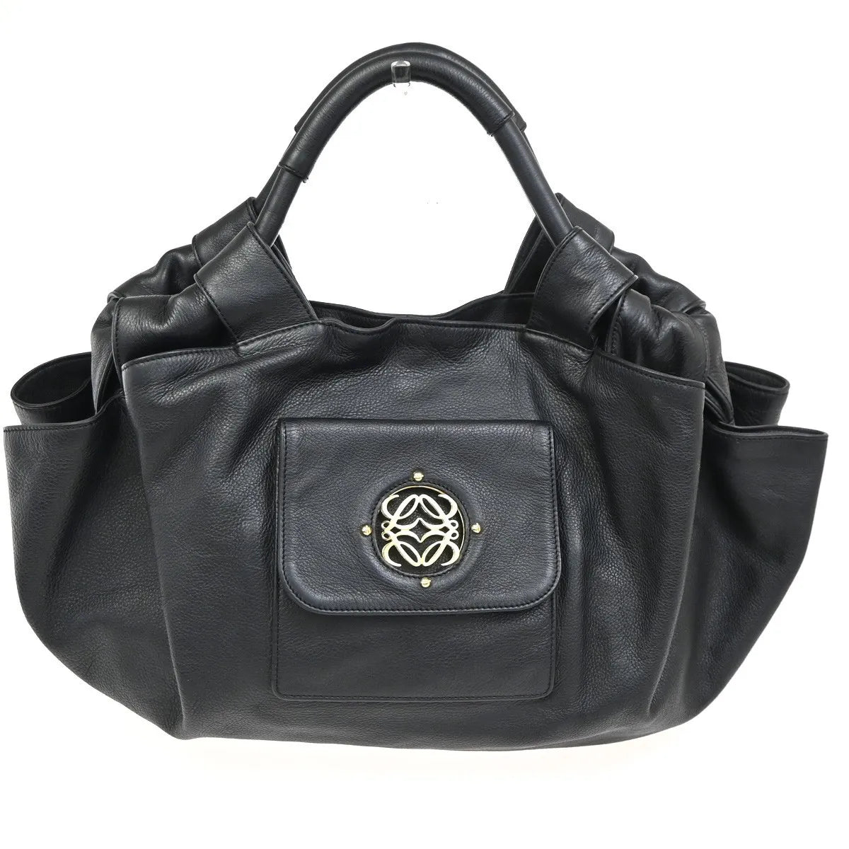 Loewe Anagram Logo Nappa Aire Hand Leather Black Leather Tote Bag Bag (Pre-Owned)