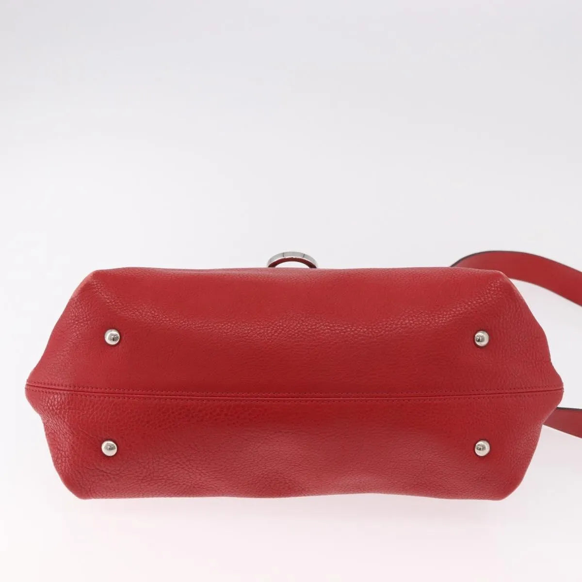Salvatore Ferragamo Sofia Satchel Grainy Leather Red Leather Handbag (Pre-Owned)