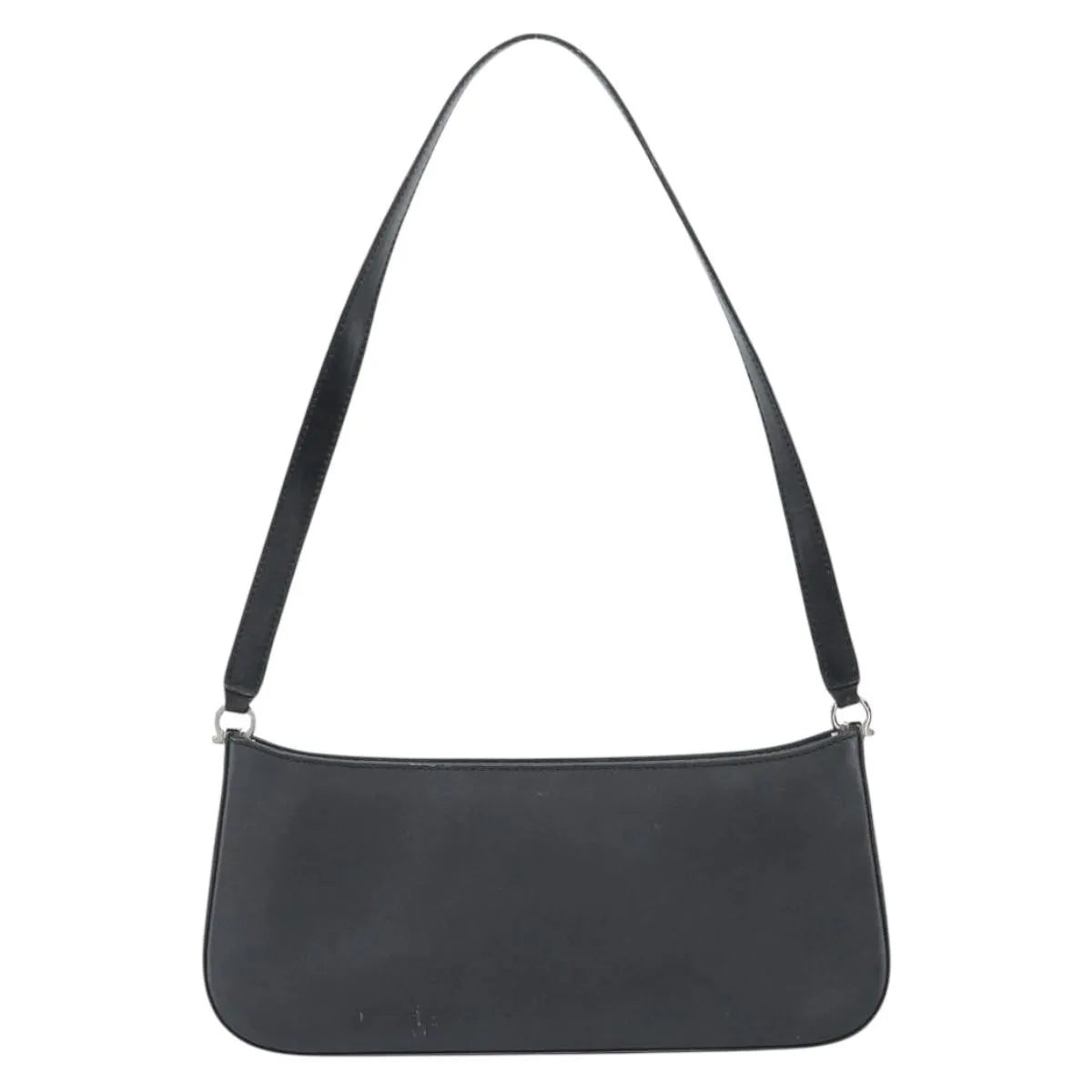 Salvatore Ferragamo Gancini Leather Black Leather Shoulder Bag Bag (Pre-Owned)
