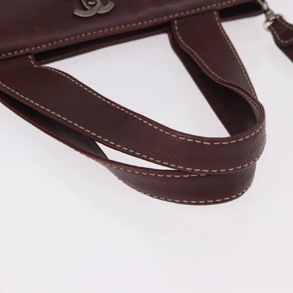 Chanel Vintage Cc Lock Tote Leather Brown Leather Tote Bag Bag (Pre-Owned)