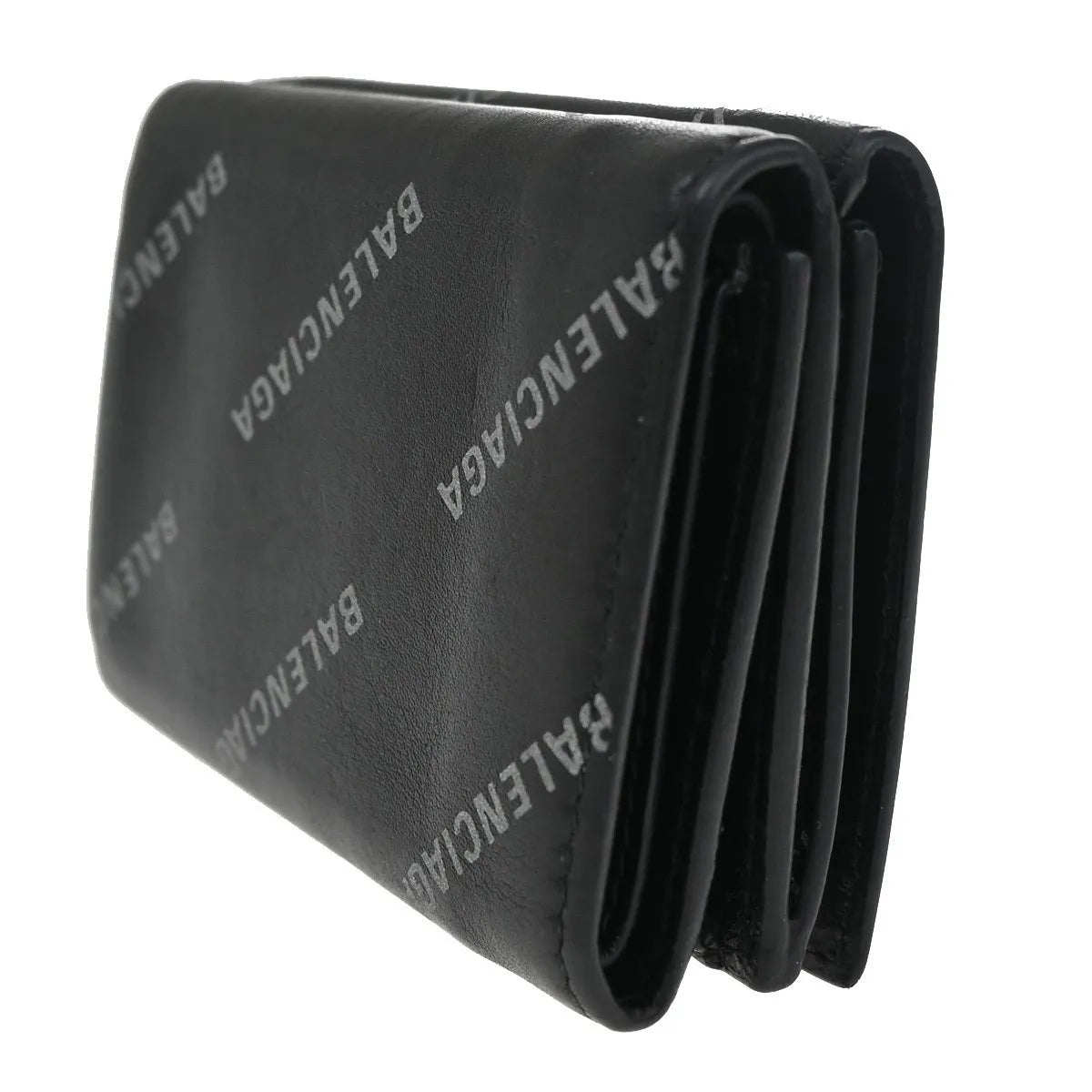 Balenciaga Trifold Leather Black Leather Wallets Accessory (Pre-Owned)