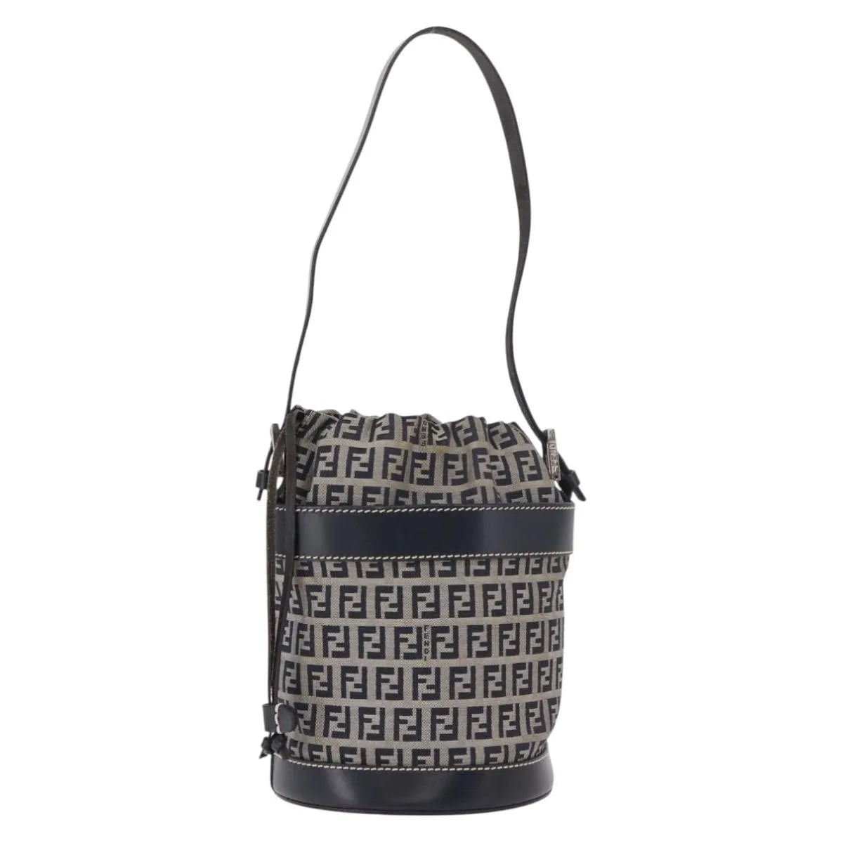 Fendi Zucchino Canvas Navy Canvas Handbag (Pre-Owned)