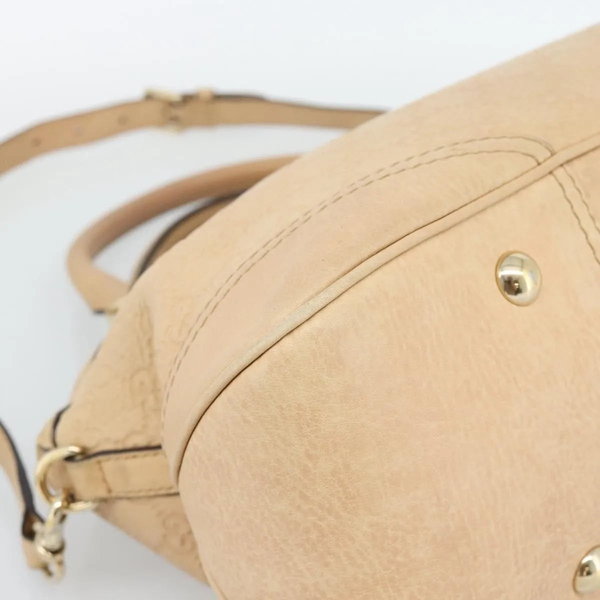 Gucci New Pelham Tote Guccissima Leather Beige Leather Handbag (Pre-Owned)