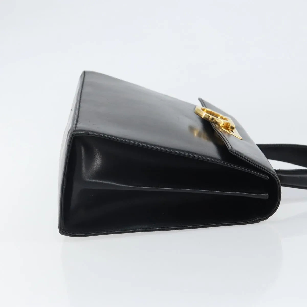 Salvatore Ferragamo Gancini Convertible Top Handle Leather Black Leather Handbag (Pre-Owned)