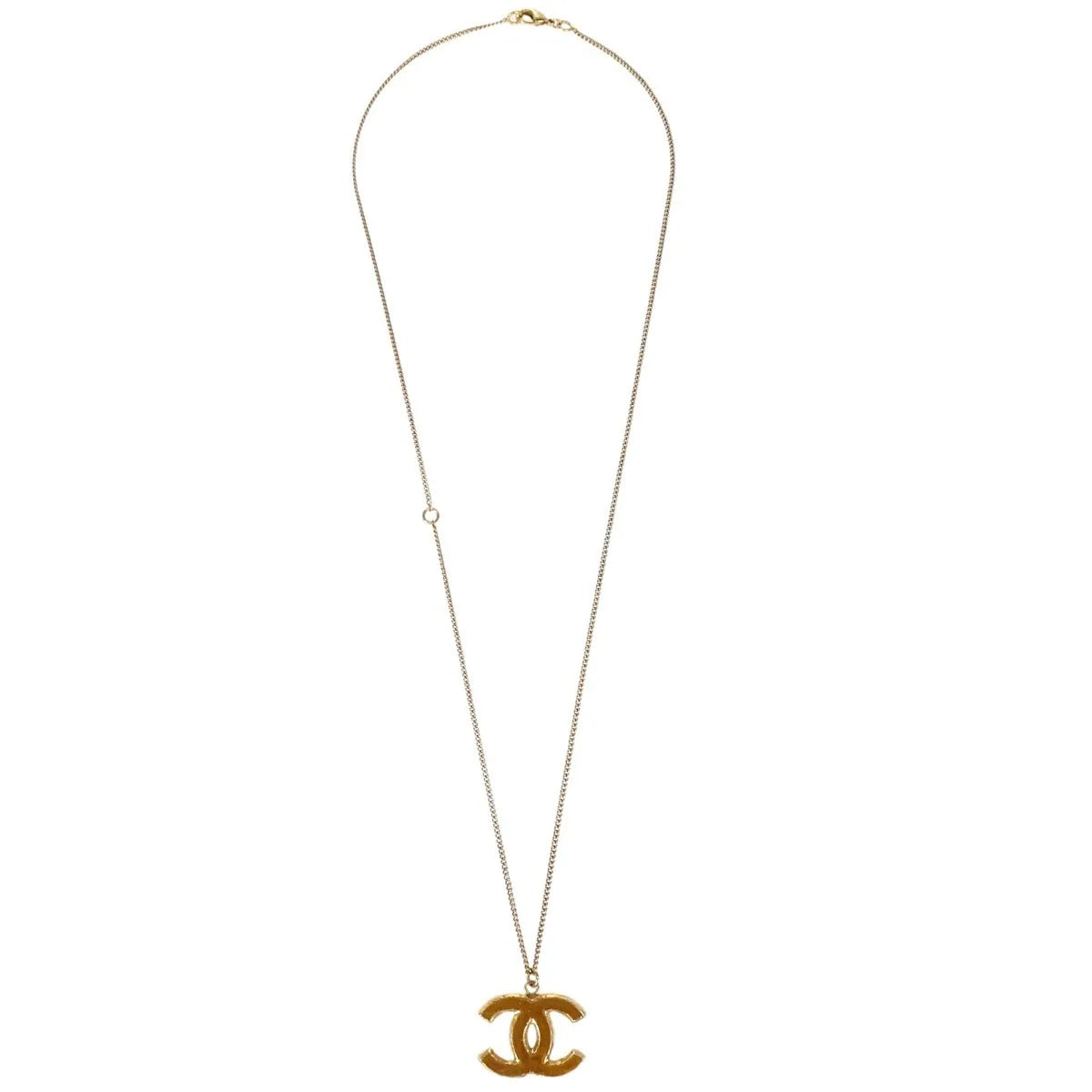 Chanel Vintage Cc Pendent Plated Metal Gold Gold_Plated Necklace Jewelry (Pre-Owned)