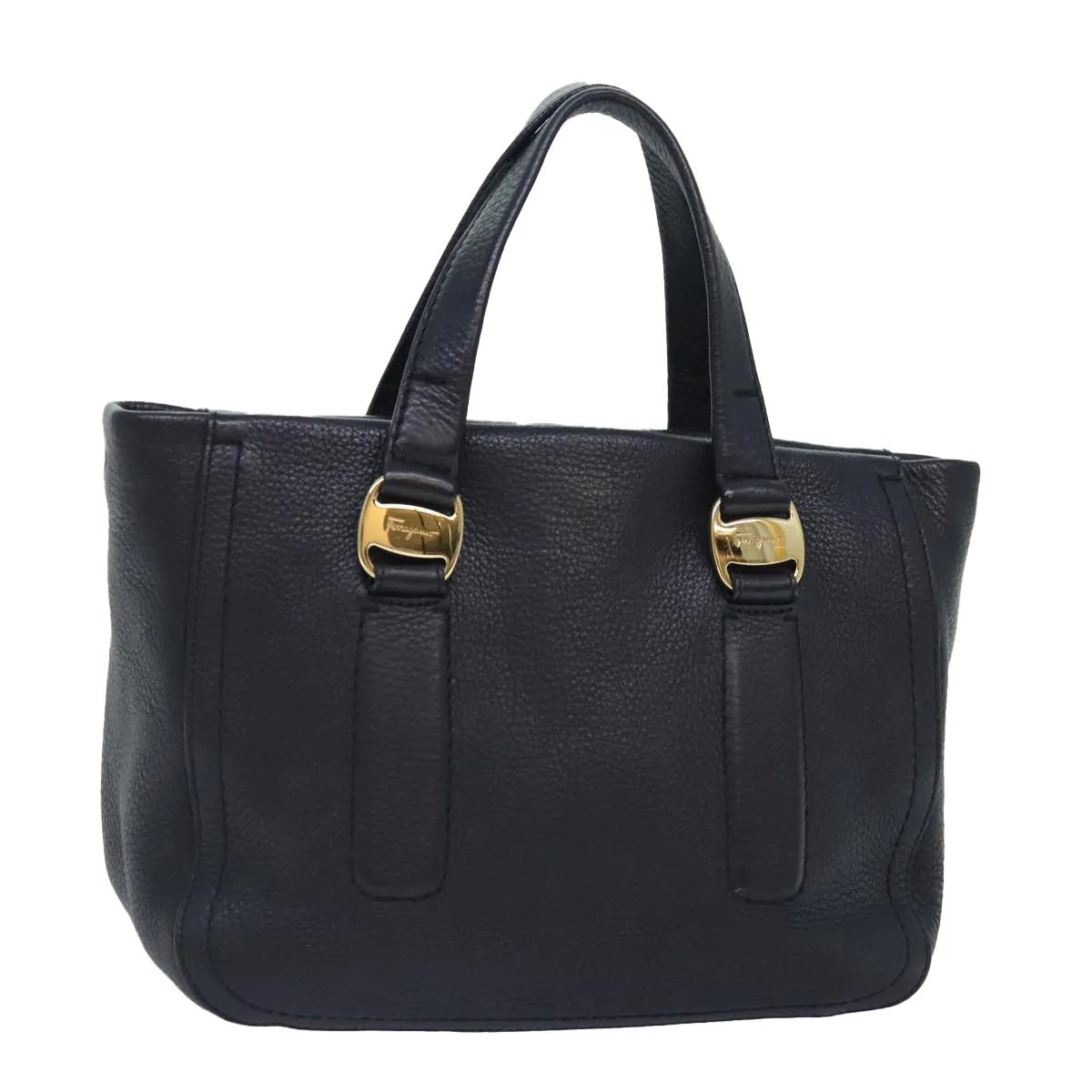 Salvatore Ferragamo Vala Leather Black Leather Handbag (Pre-Owned)