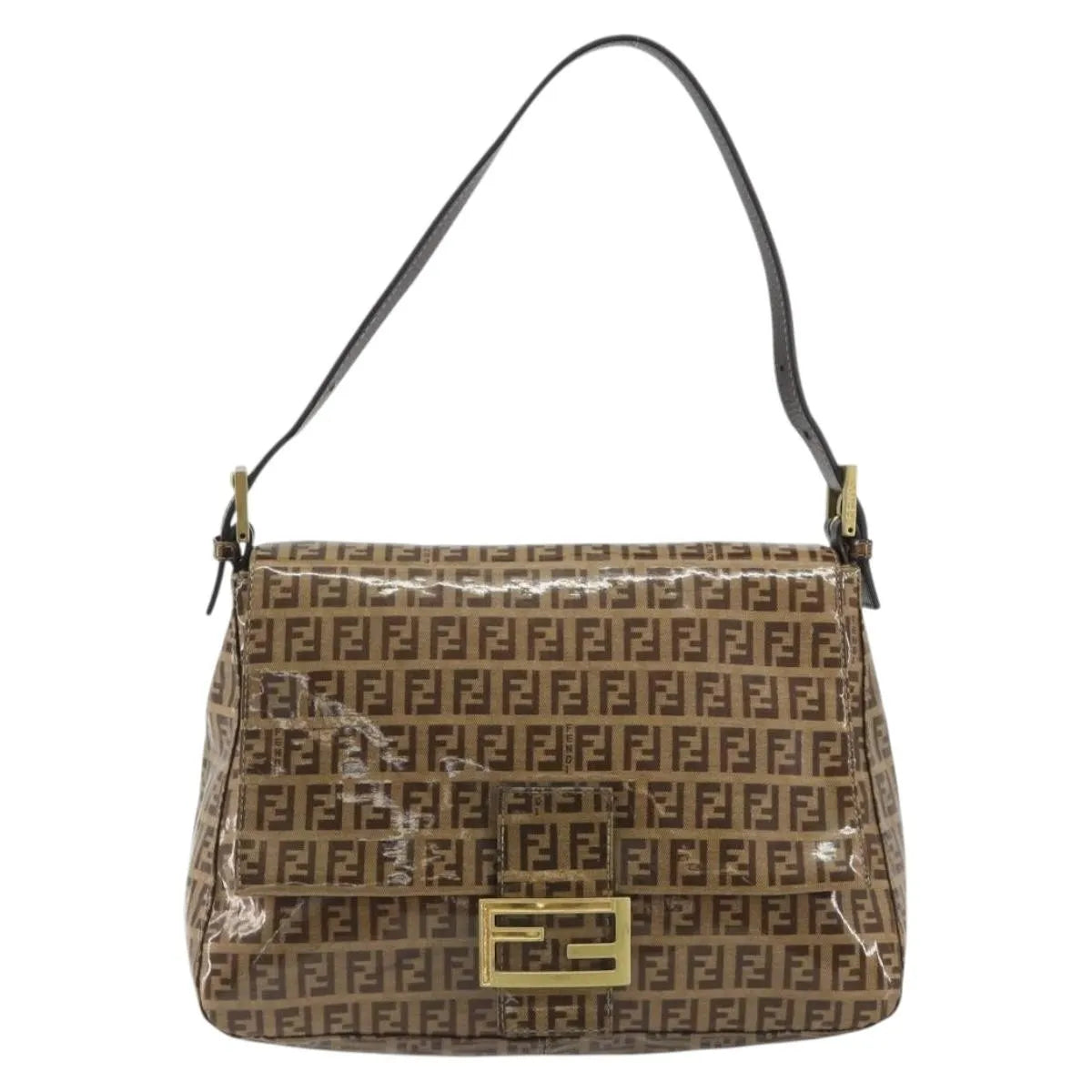Fendi Forever Big Mama Patent Beige Patent_Leather Shoulder Bag Bag (Pre-Owned)