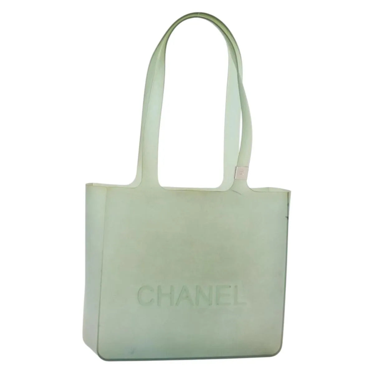 Chanel Vintage Logo Tote Plastic Green Plastic Tote Bag Bag (Pre-Owned)