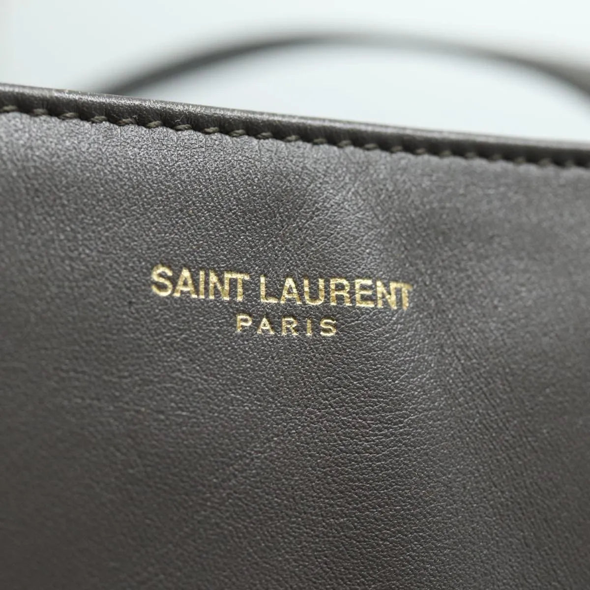 Saint Laurent Reversible North South Shopper Tote Leather Gray Leather Tote Bag Bag (Pre-Owned)