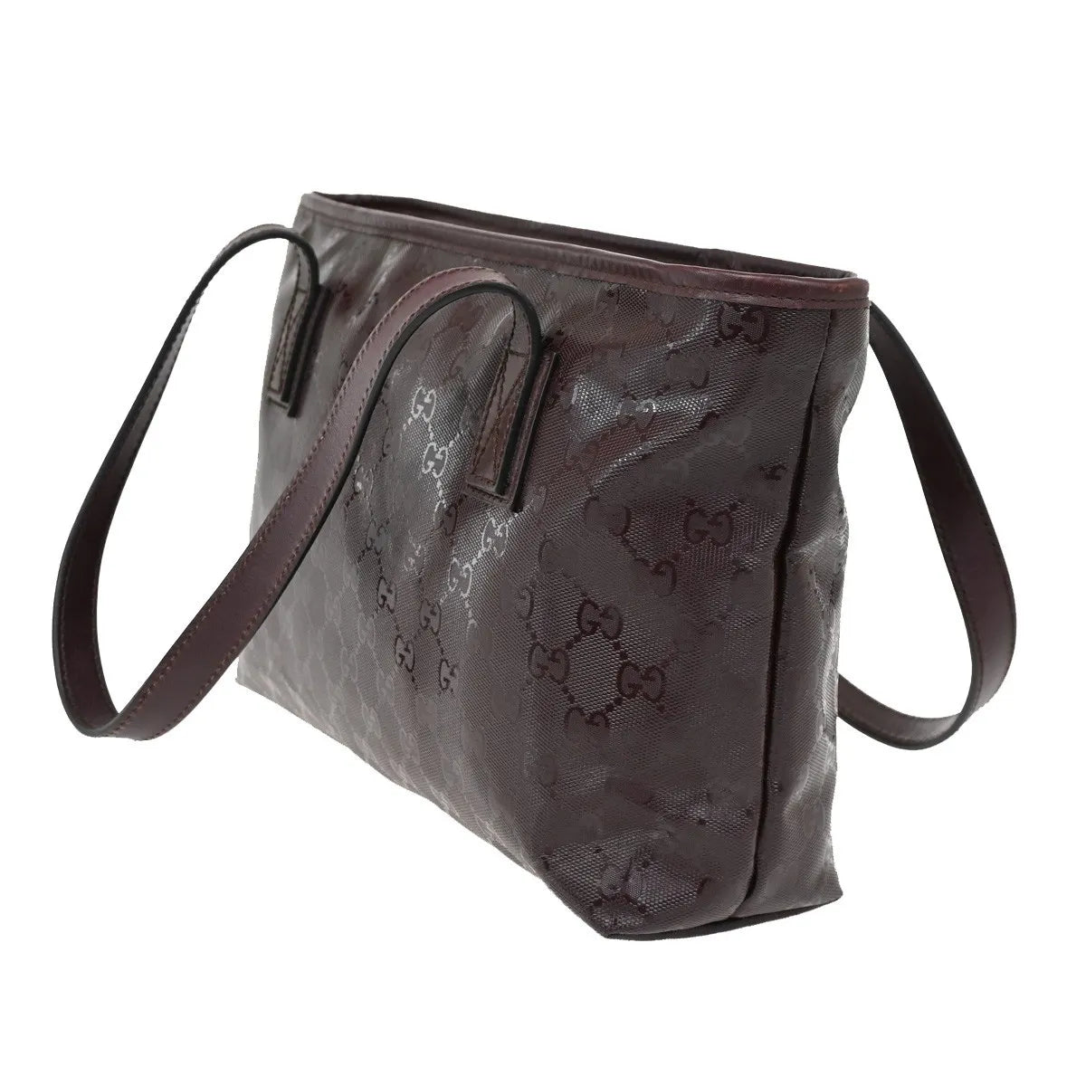 Gucci Plus Tote Gg Imprime Burgundy Pvc Shoulder Bag Bag (Pre-Owned)