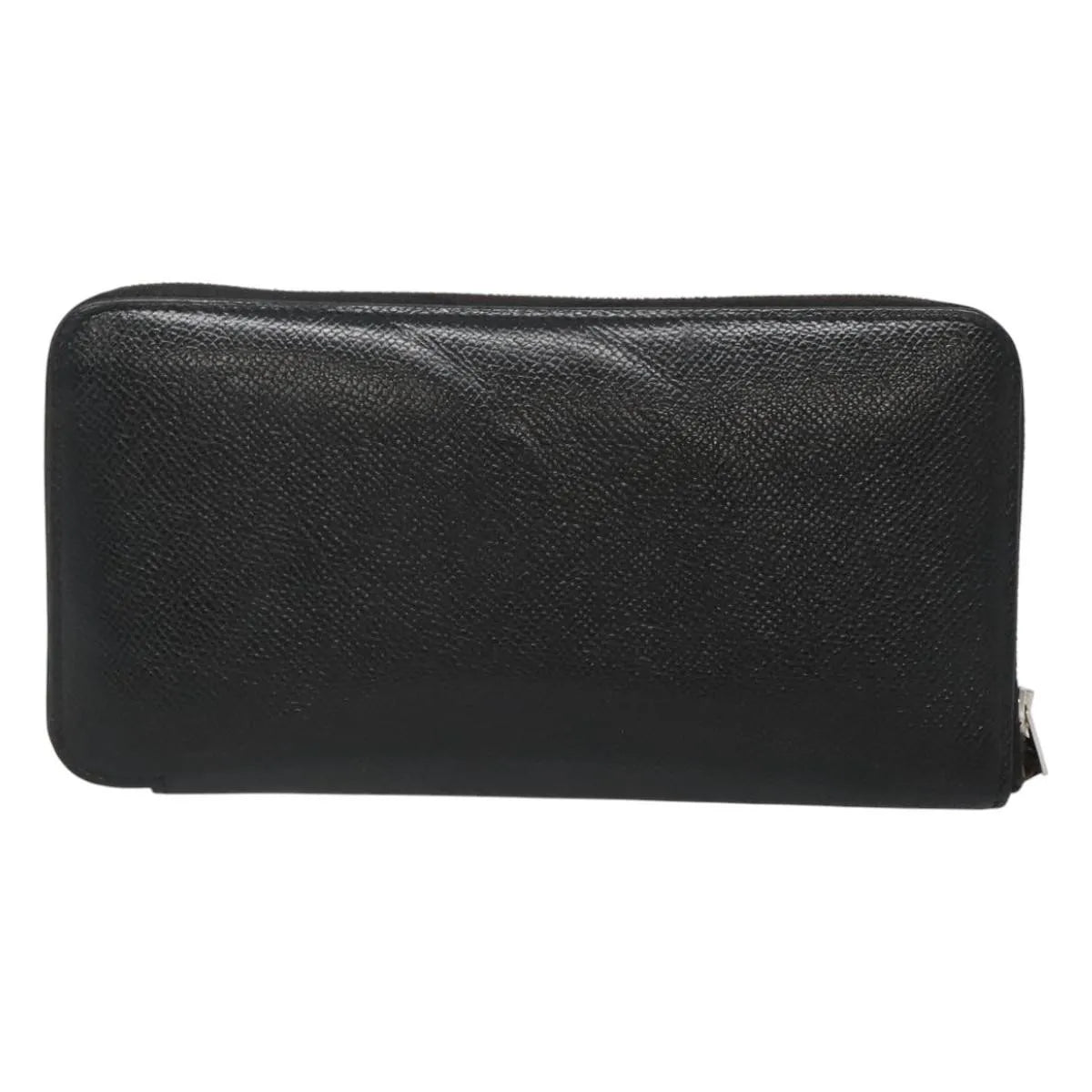 Hermes Azap Zip Around Wallet Silk'in Epsom Black Leather Wallets Accessory (Pre-Owned)