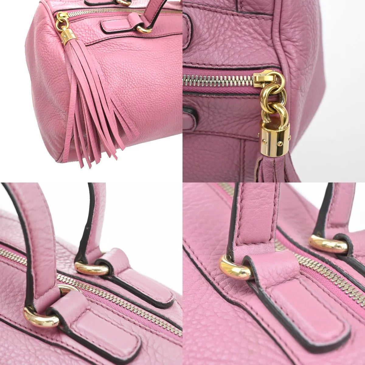 Gucci Soho Boston Leather Pink Leather Handbag (Pre-Owned)