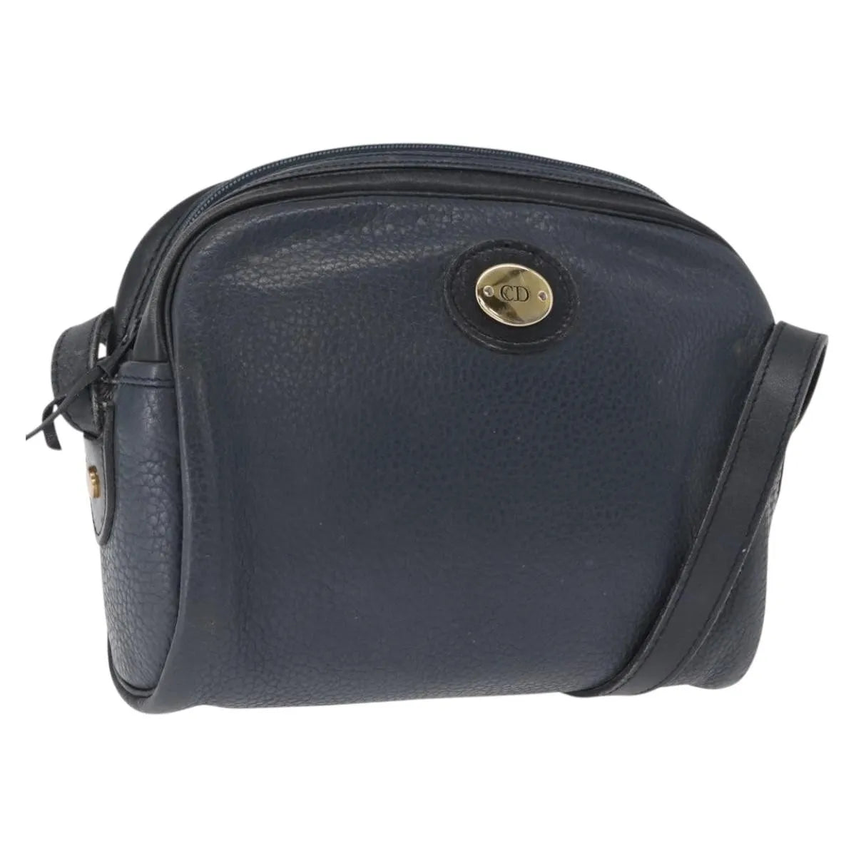 Christian Dior Vintage Cd Logo Leather Navy Leather Shoulder Bag Bag (Pre-Owned)