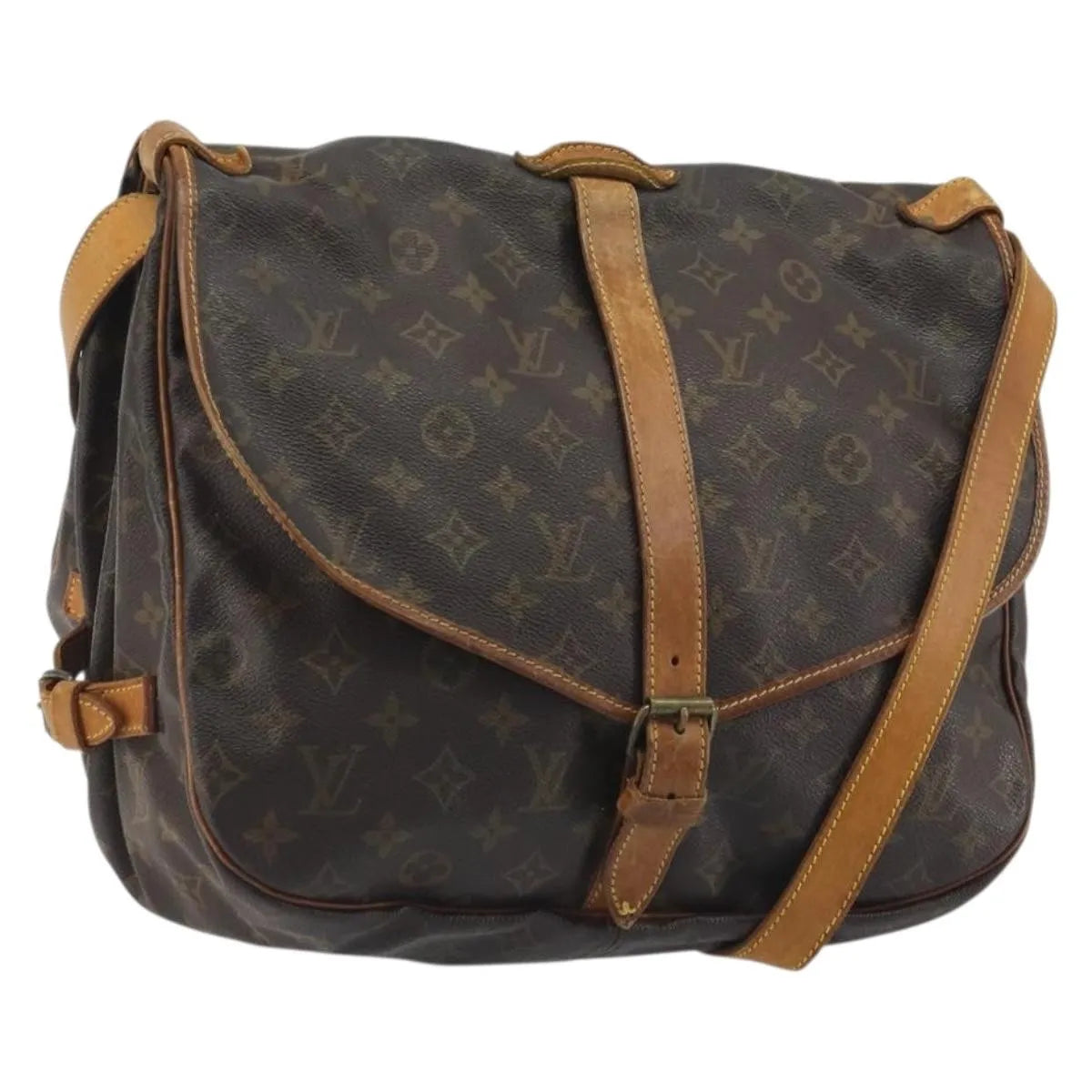 Louis Vuitton Saumur Monogram Brown Canvas Shoulder Bag Bag (Pre-Owned)
