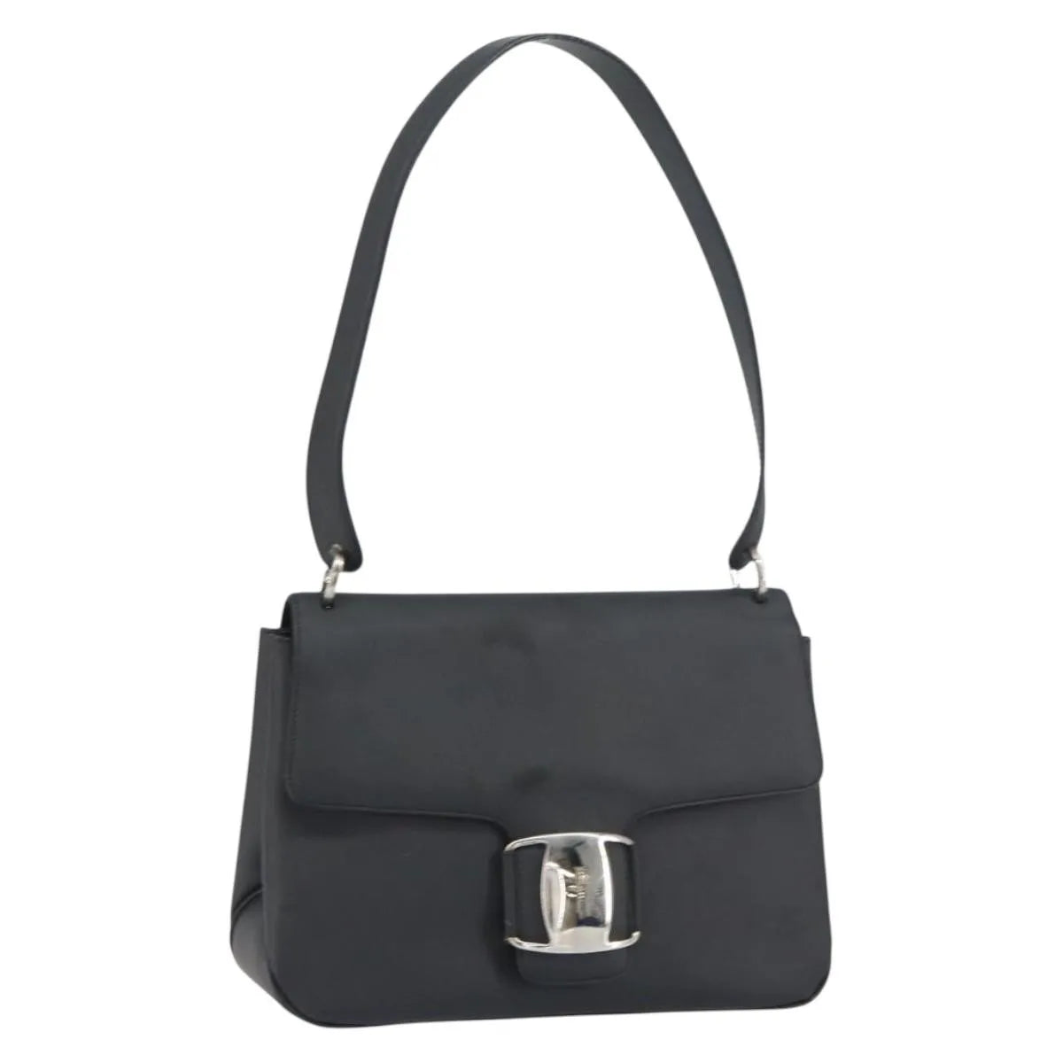 Salvatore Ferragamo Vala Leather Black Patent_Leather Shoulder Bag Bag (Pre-Owned)