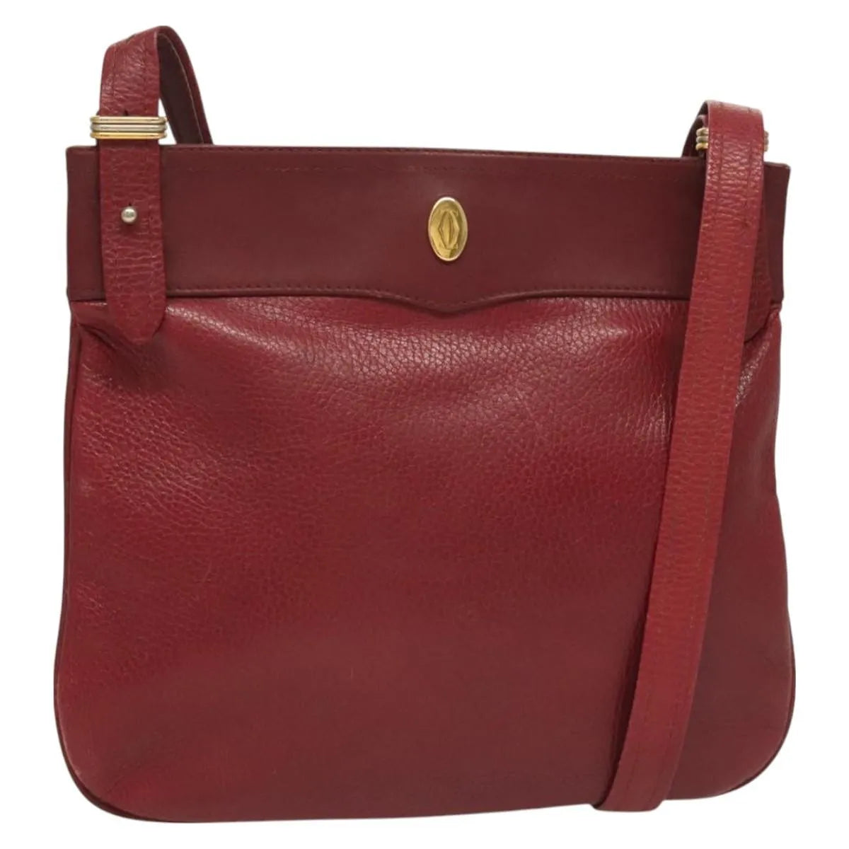 Cartier Vintage Must De Cartier Leather Burgundy Leather Shoulder Bag Bag (Pre-Owned)