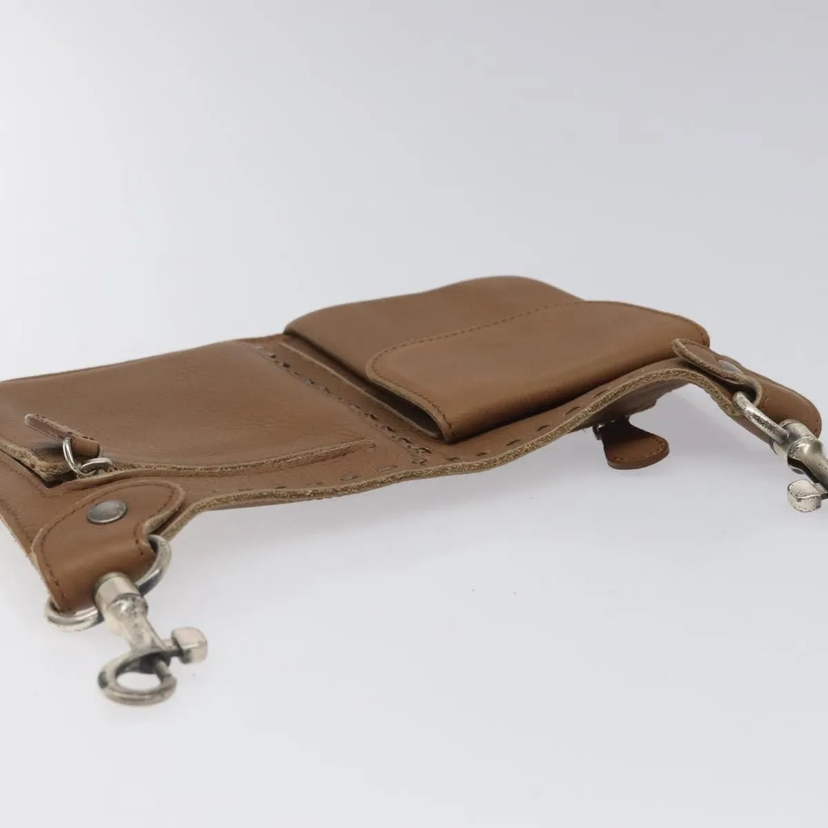 Bottega Veneta Vintage Front Pocket Waist Leather Brown Leather Clutche & Pouche Bag (Pre-Owned)