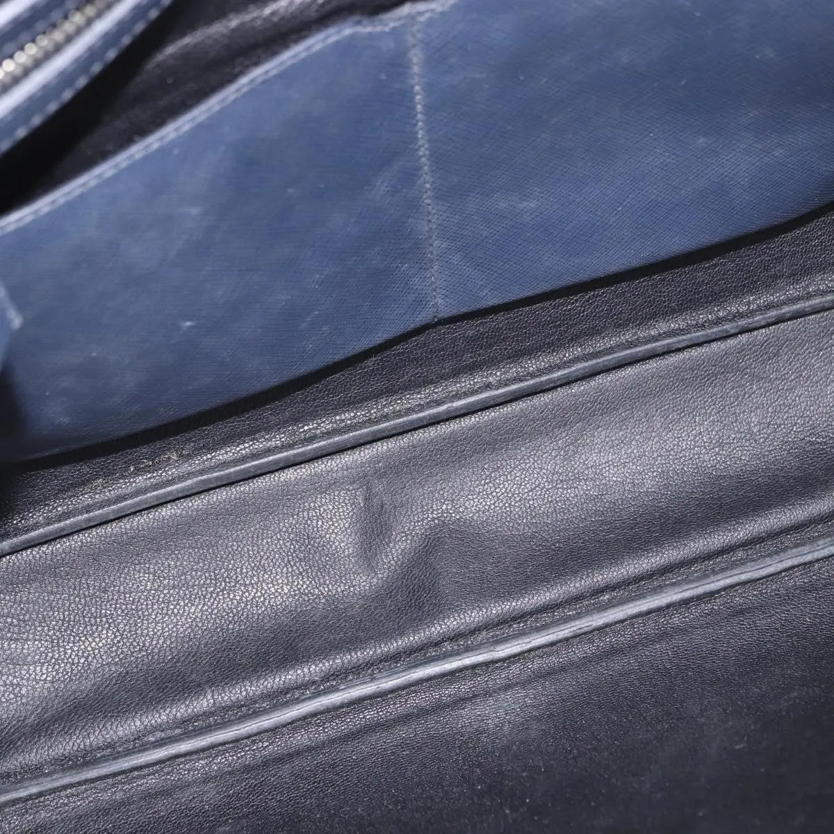 Prada Briefcase Leather Blue Leather Briefcase Bag (Pre-Owned)