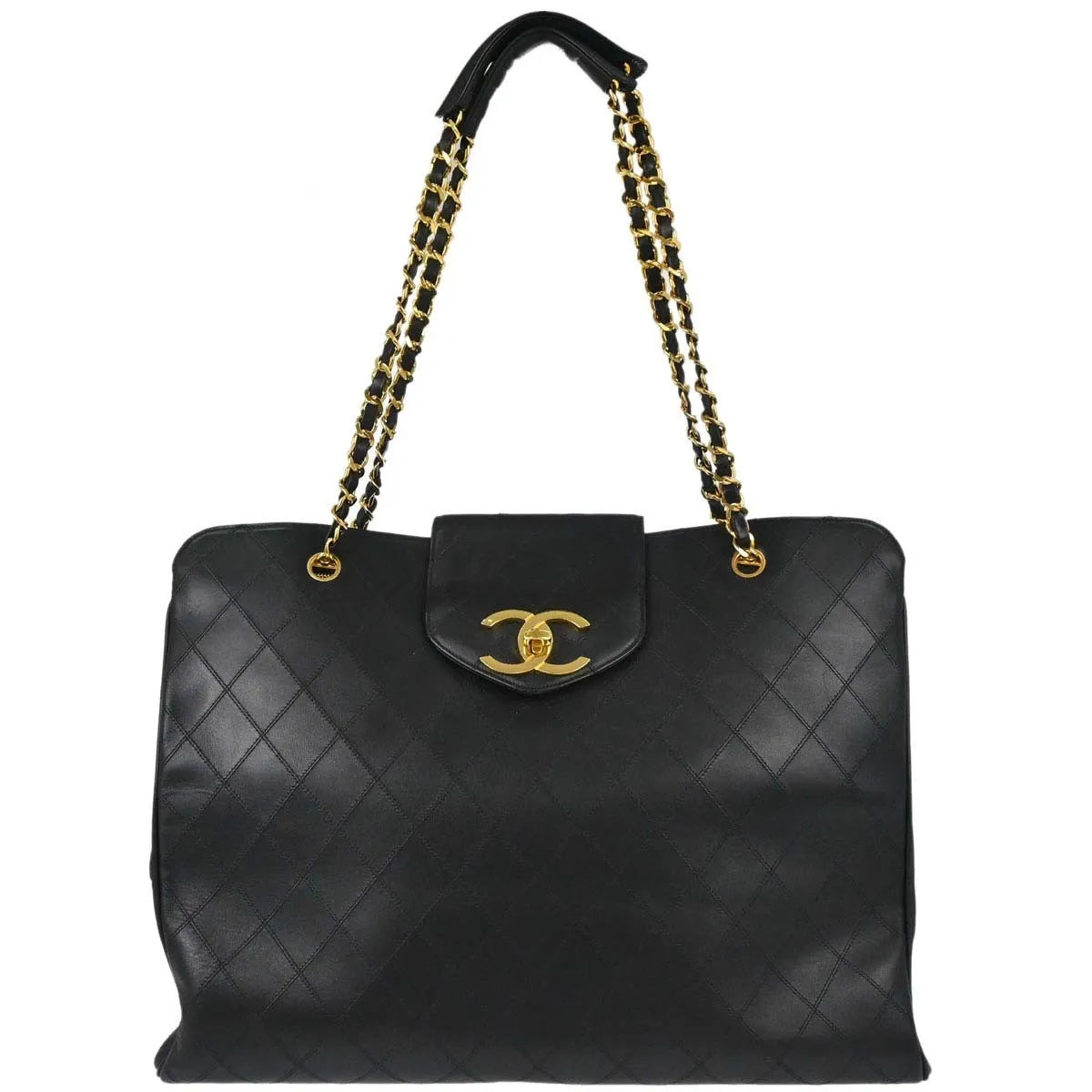 Chanel Vintage Supermodel Weekender Quilted Leather Black Leather Shoulder Bag Bag (Pre-Owned)