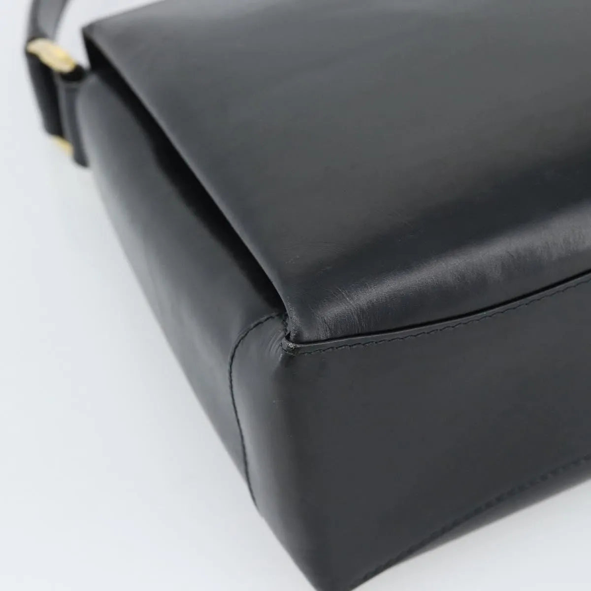 Gucci Vintage Convertible Box Leather Black Leather Handbag (Pre-Owned)