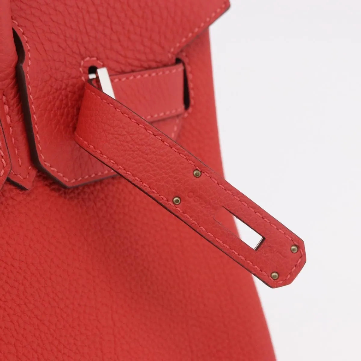 Hermes Birkin Handbag Red Togo With Palladium Hardware Red Leather Handbag (Pre-Owned)