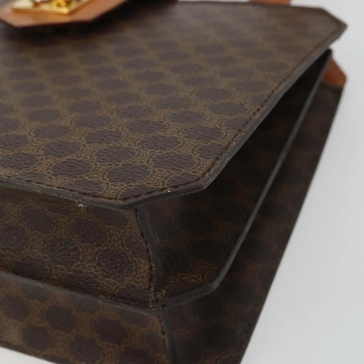 Celine Vintage Macadam Canvas Brown Canvas Handbag (Pre-Owned)