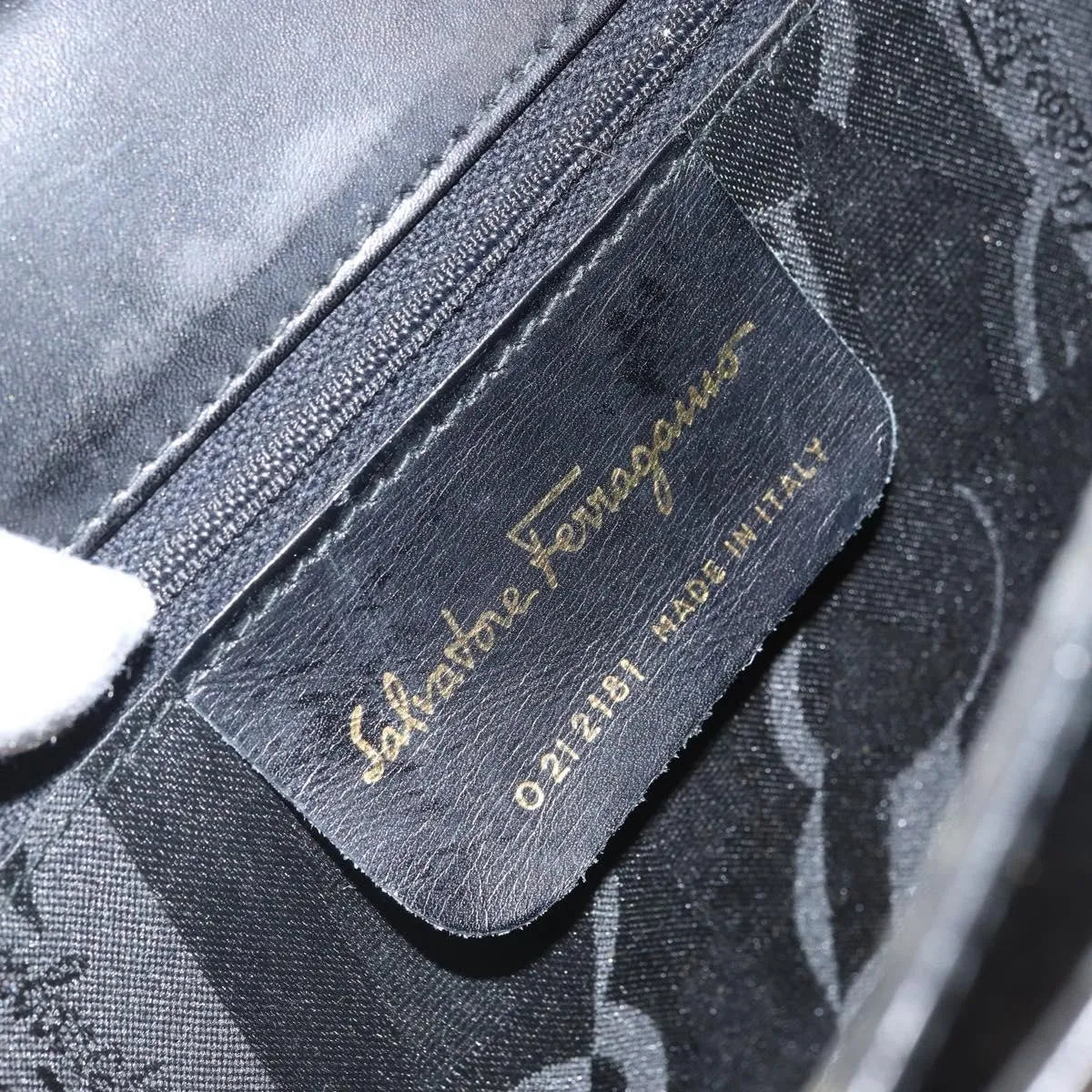 Salvatore Ferragamo Gancini Convertible Top Handle Leather Black Leather Handbag (Pre-Owned)