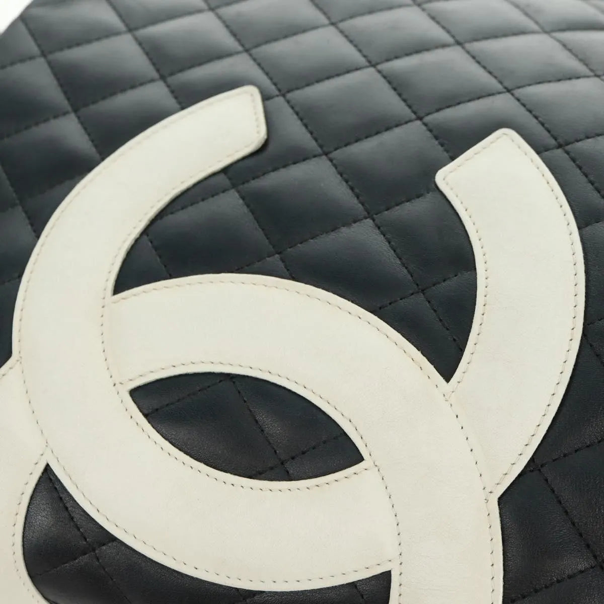 Chanel Cambon Tote Quilted Leather Black Leather Tote Bag Bag (Pre-Owned)