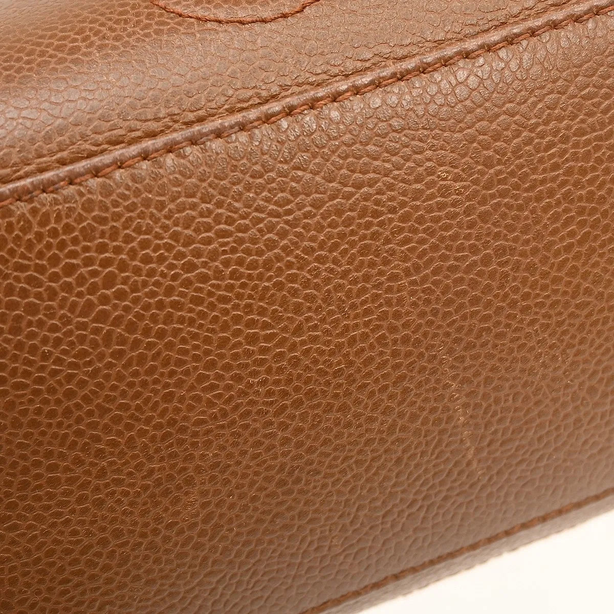 Chanel Vintage Stitched Cc Caviar Brown Leather Shoulder Bag Bag (Pre-Owned)