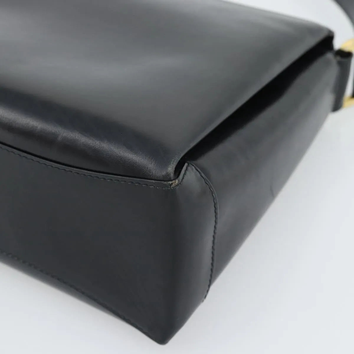 Gucci Vintage Convertible Box Leather Black Leather Handbag (Pre-Owned)