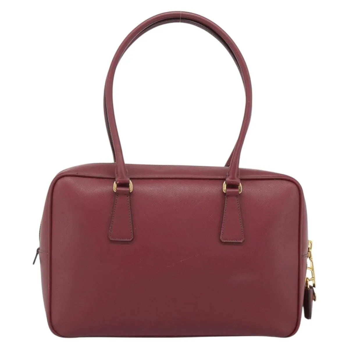 Prada Bauletto Saffiano Leather Red Leather Handbag (Pre-Owned)