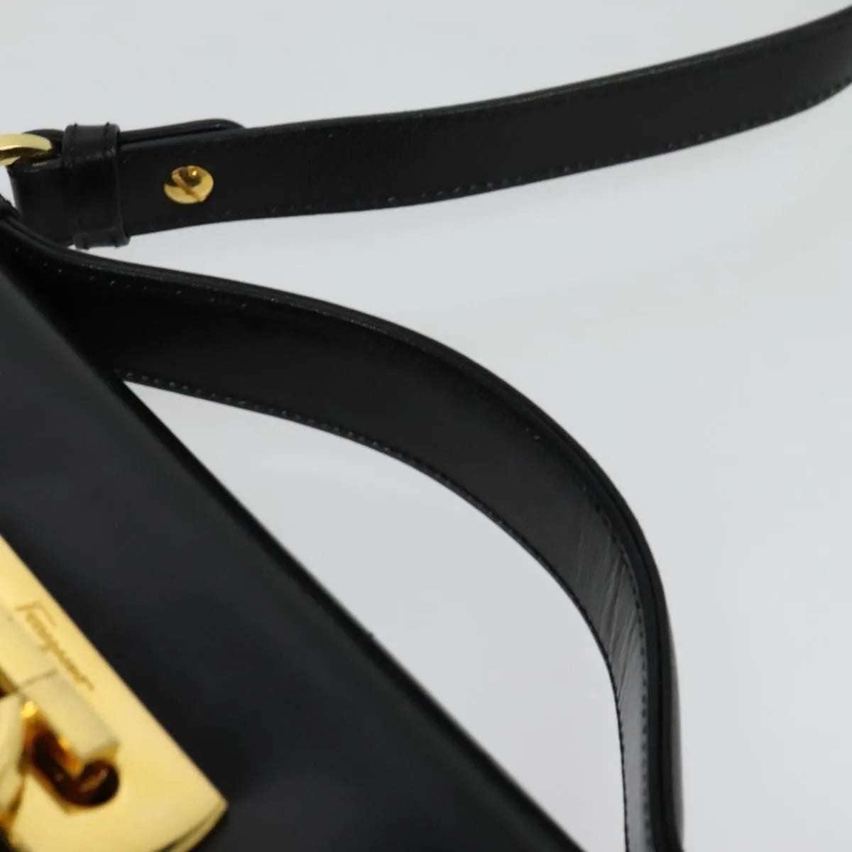 Salvatore Ferragamo Gancini Convertible Top Handle Leather Black Leather Handbag (Pre-Owned)
