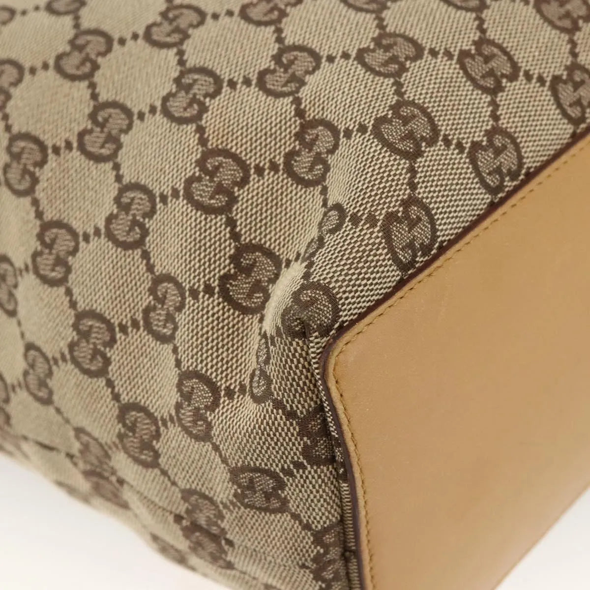 Gucci Vintage Bucket Shopping Tote Gg Canvas Beige Canvas Tote Bag Bag (Pre-Owned)