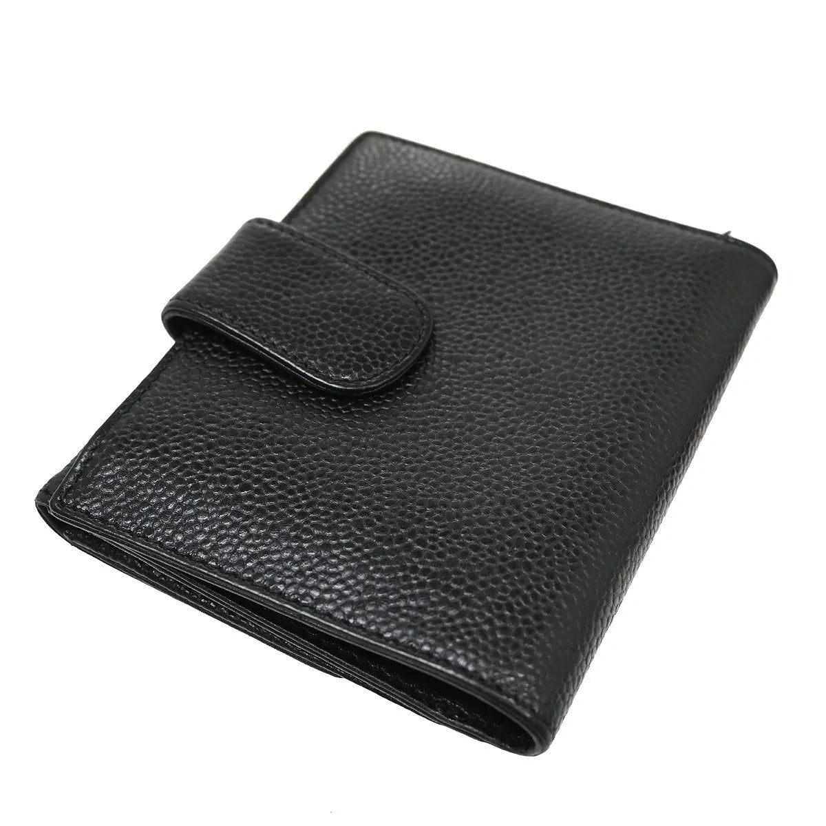 Chanel Vintage Timeless Bifold Caviar Black Leather Wallets Accessory (Pre-Owned)