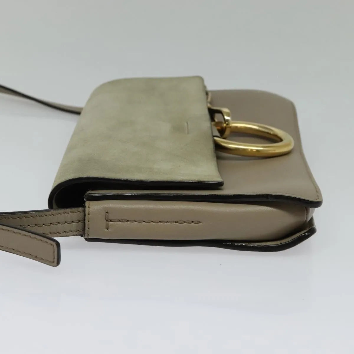 Chloe Faye Shoulder Bag Leather And Suede Gray Suede Shoulder Bag Bag (Pre-Owned)