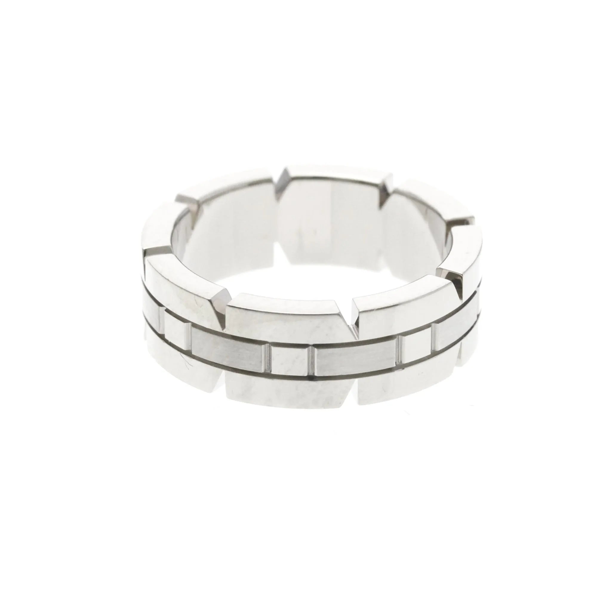Cartier Tank Francaise 18K White Gold Silver White_Gold Ring Jewelry (Pre-Owned)