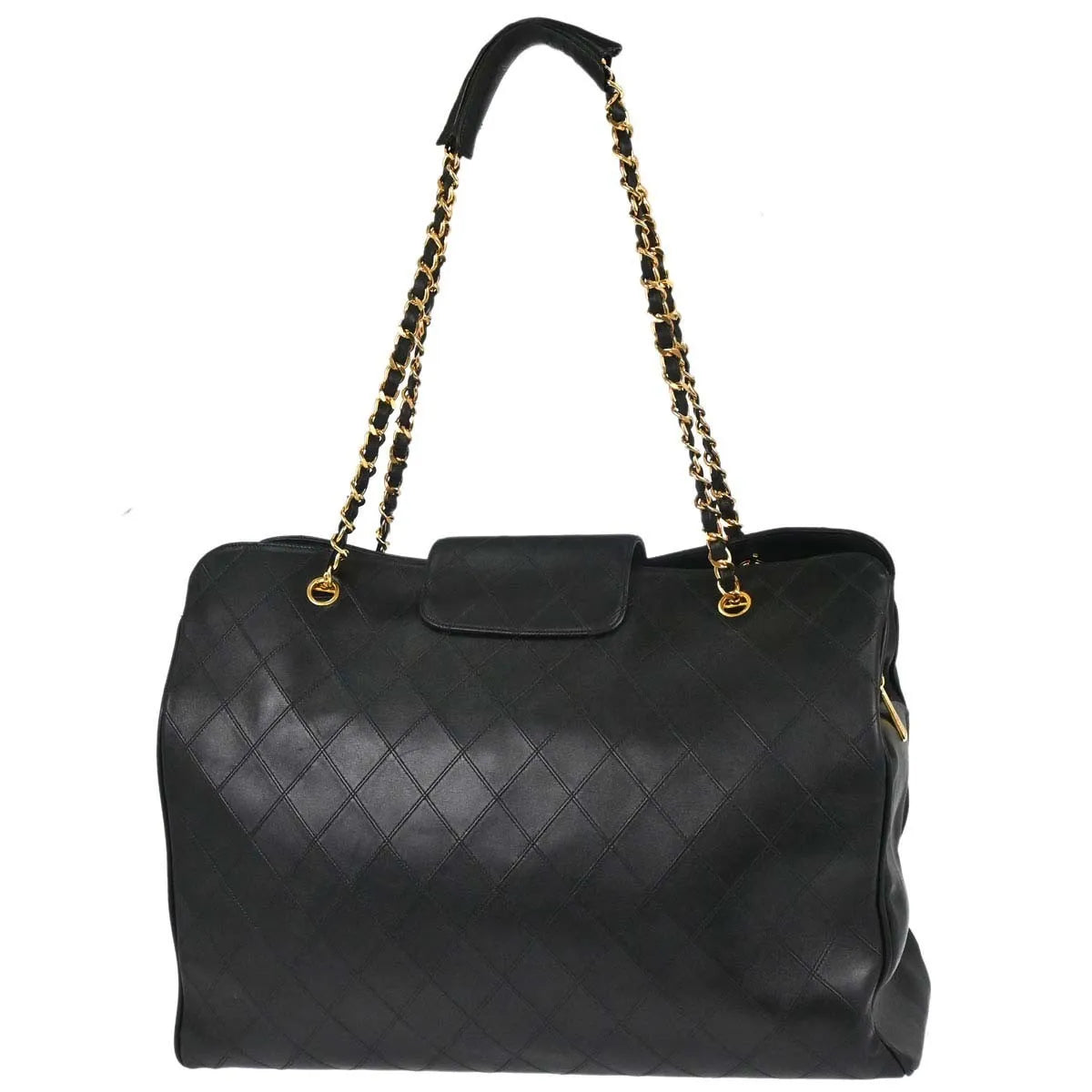 Chanel Vintage Supermodel Weekender Quilted Leather Black Leather Shoulder Bag Bag (Pre-Owned)